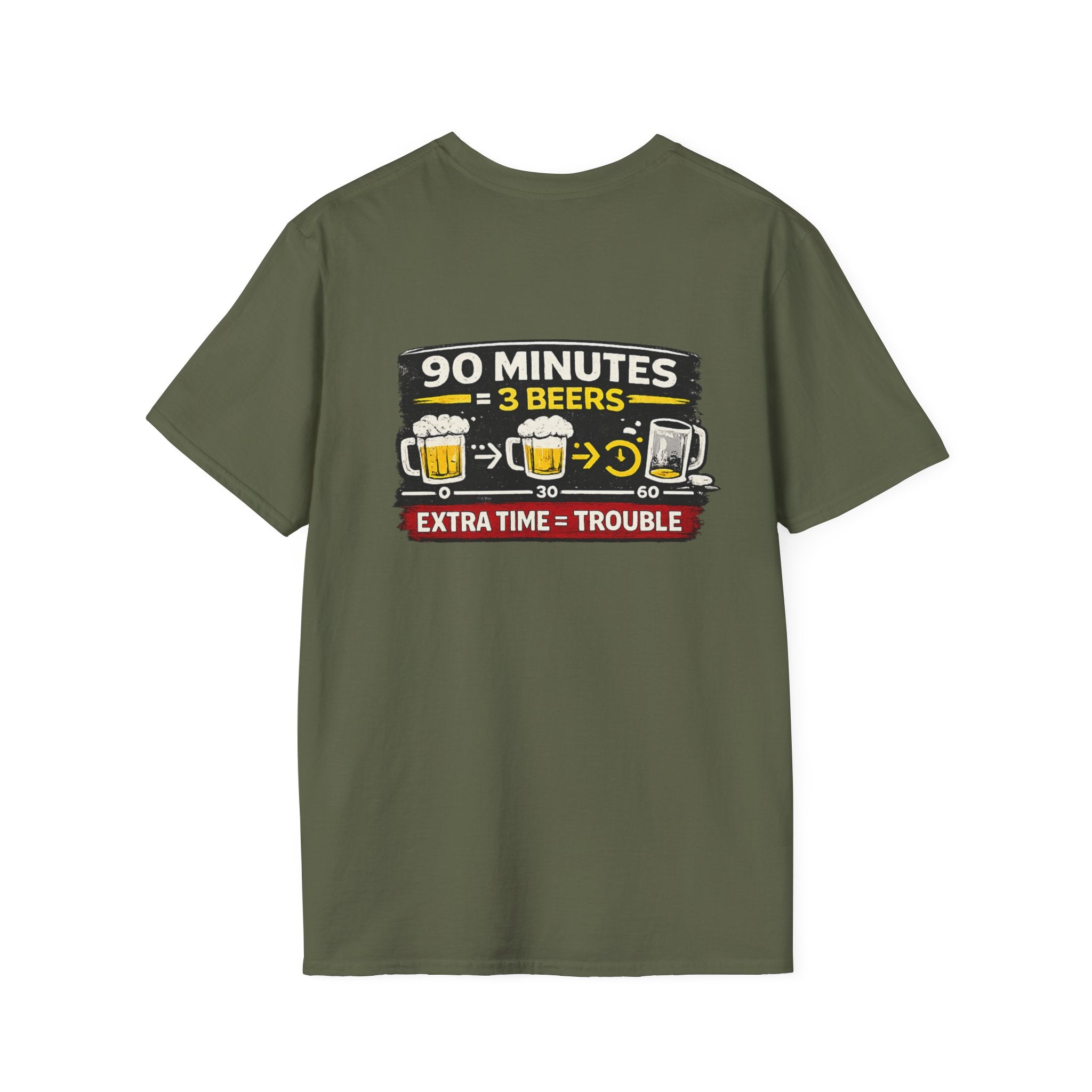 Soccer Fan T-Shirt — "90 Minutes = 3 Beers" Funny Football Game Tee