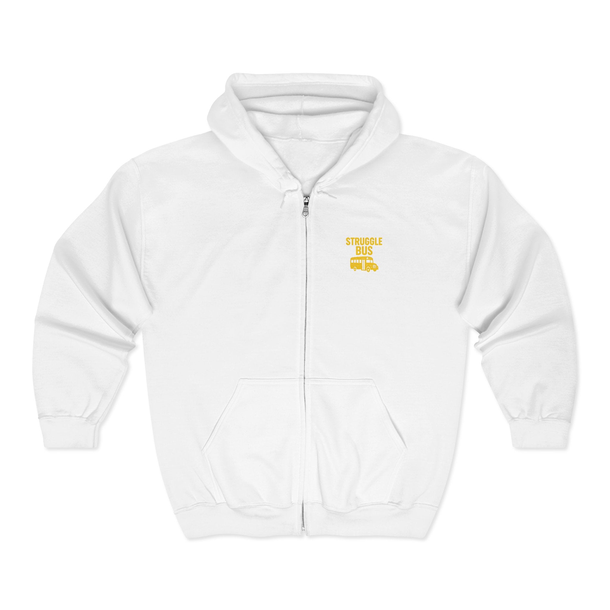 Struggle Bus Zip Hoodie — Funny Retro School Bus Graphic Sweatshirt