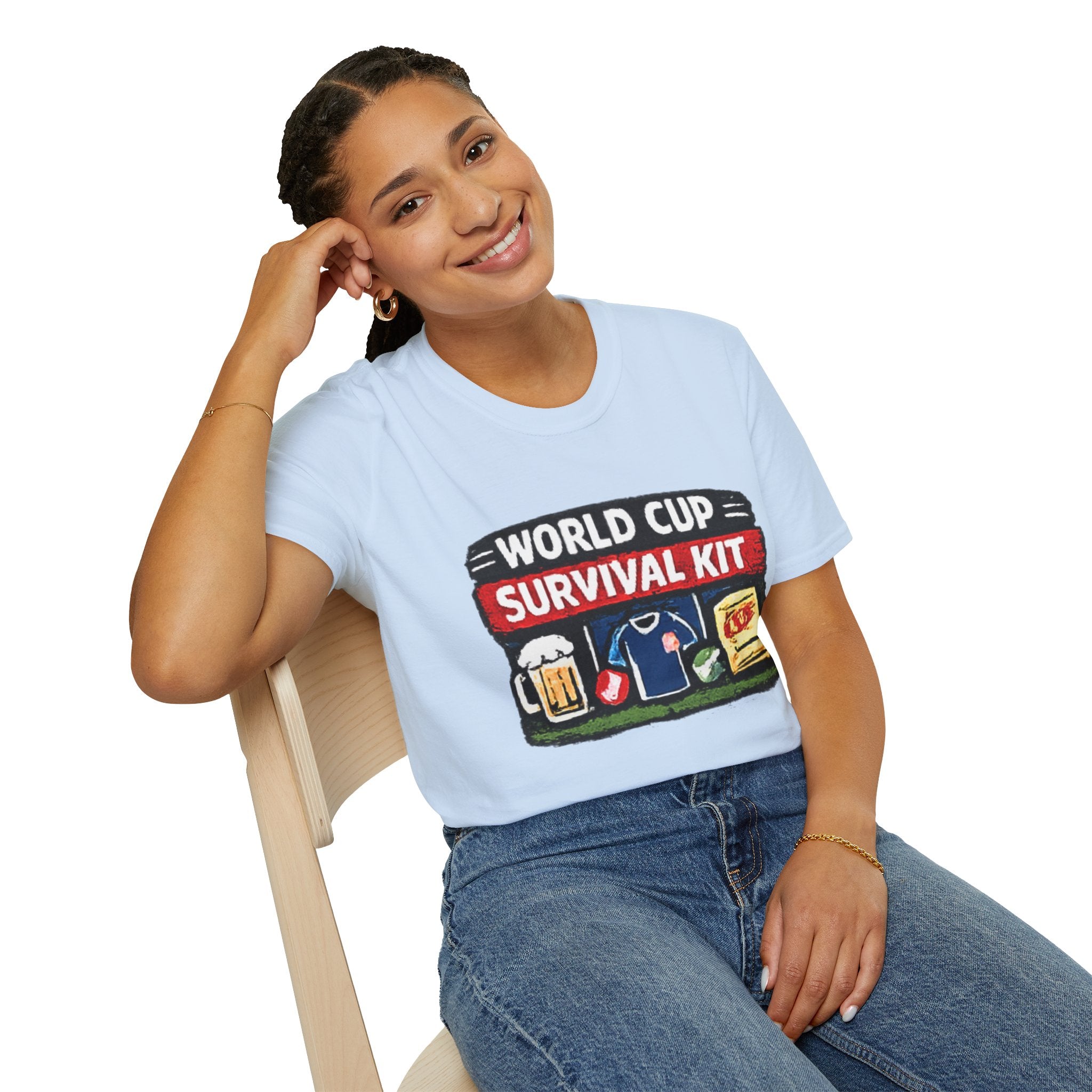 World Cup Survival Kit T-Shirt — Soccer Fan Tee with Beer & Snacks Graphic