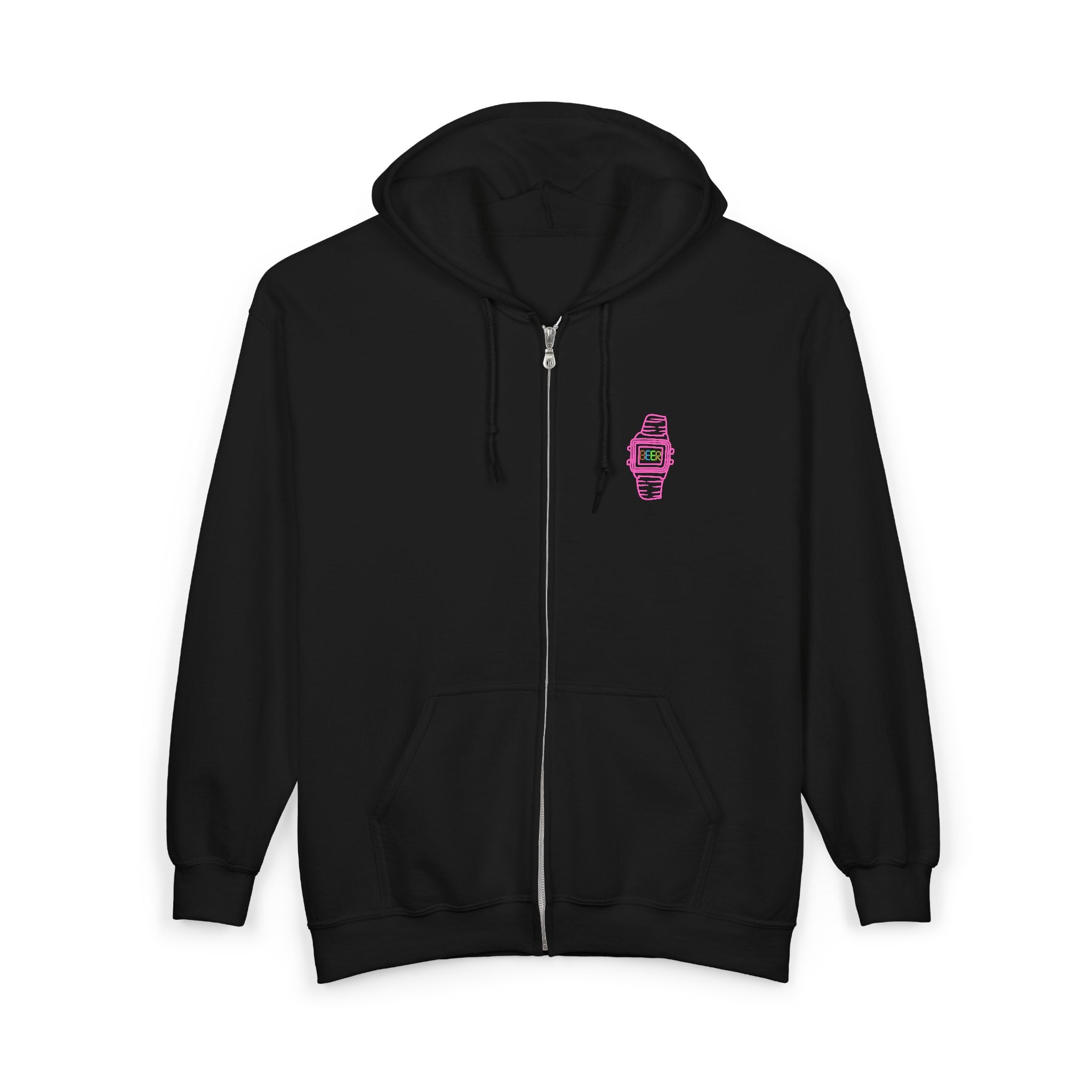 Funny Beer Watch Graphic Zip-Up Hoodie — Party Beer Design