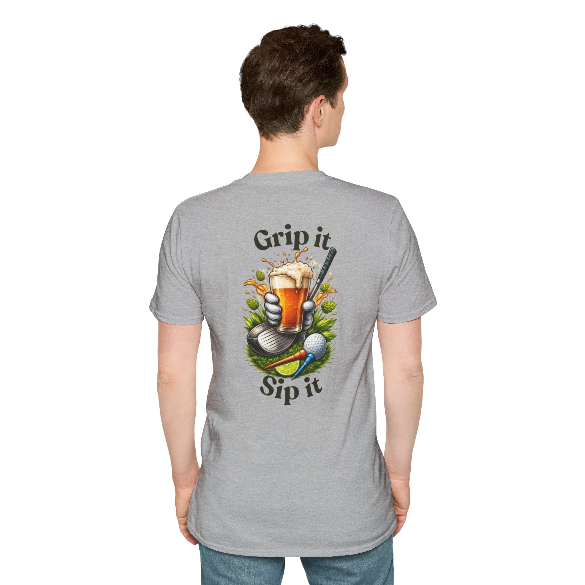 Golf & Beer T-Shirt — "Grip It, Sip It" Golfing Beer Graphic Tee