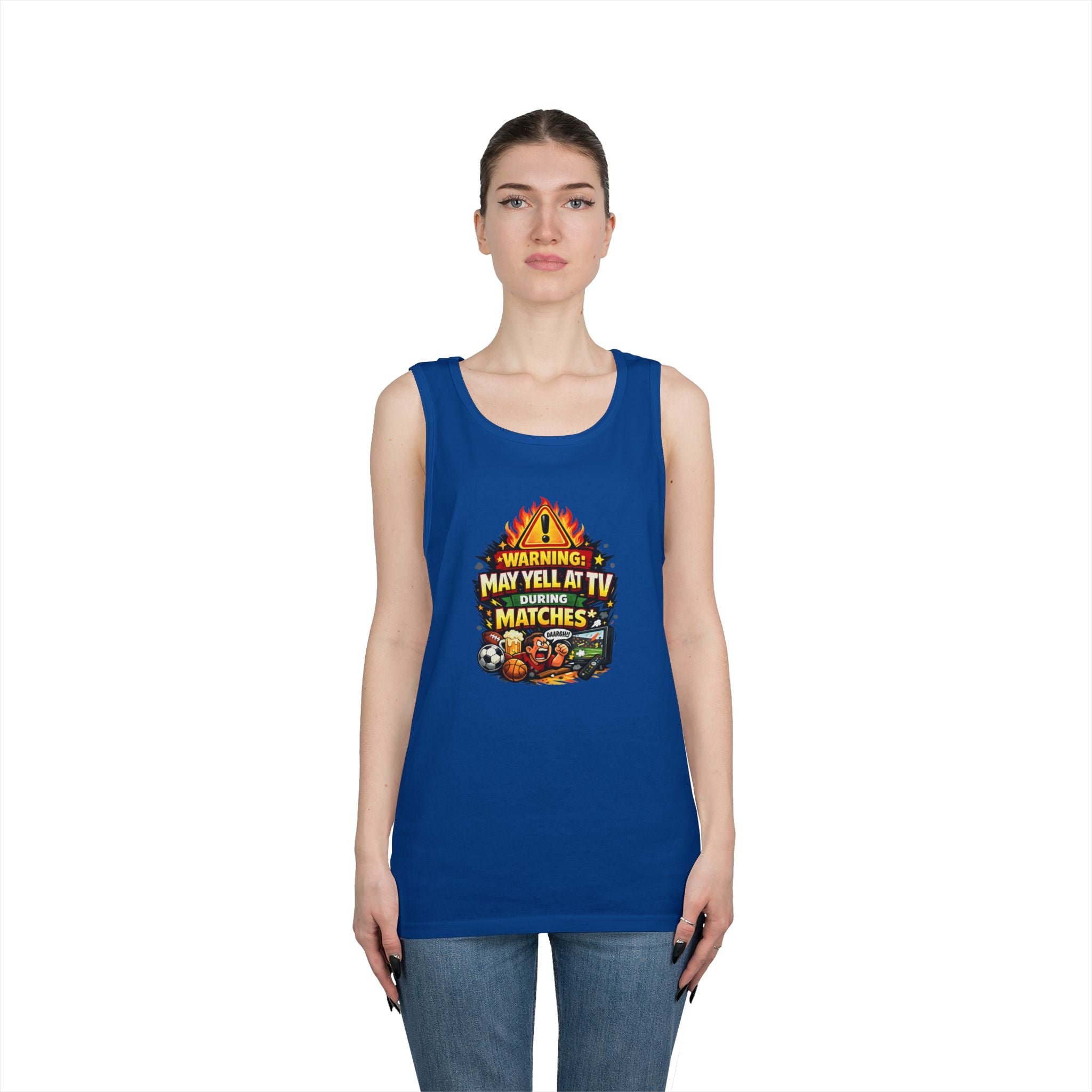 Warning May Yell At TV During Matches Funny Tank Top