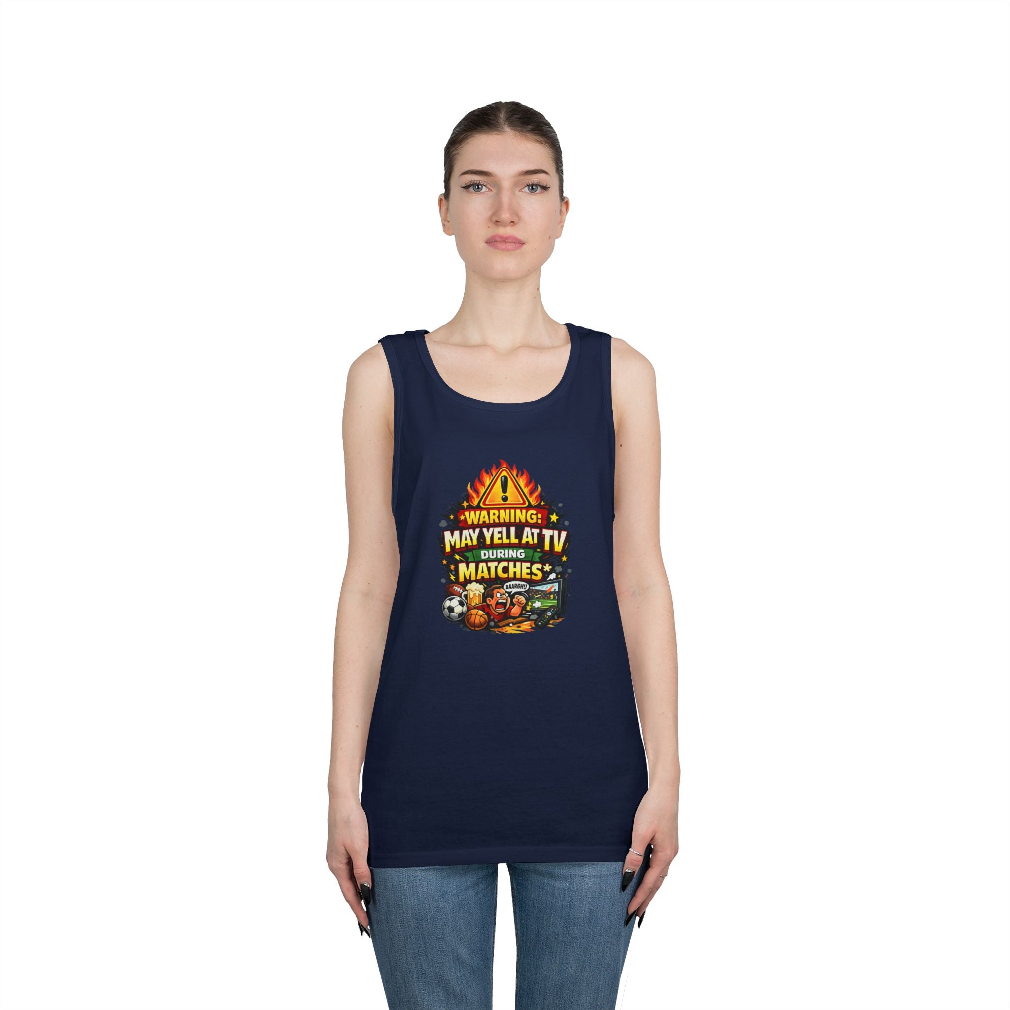Warning May Yell At TV During Matches Funny Tank Top