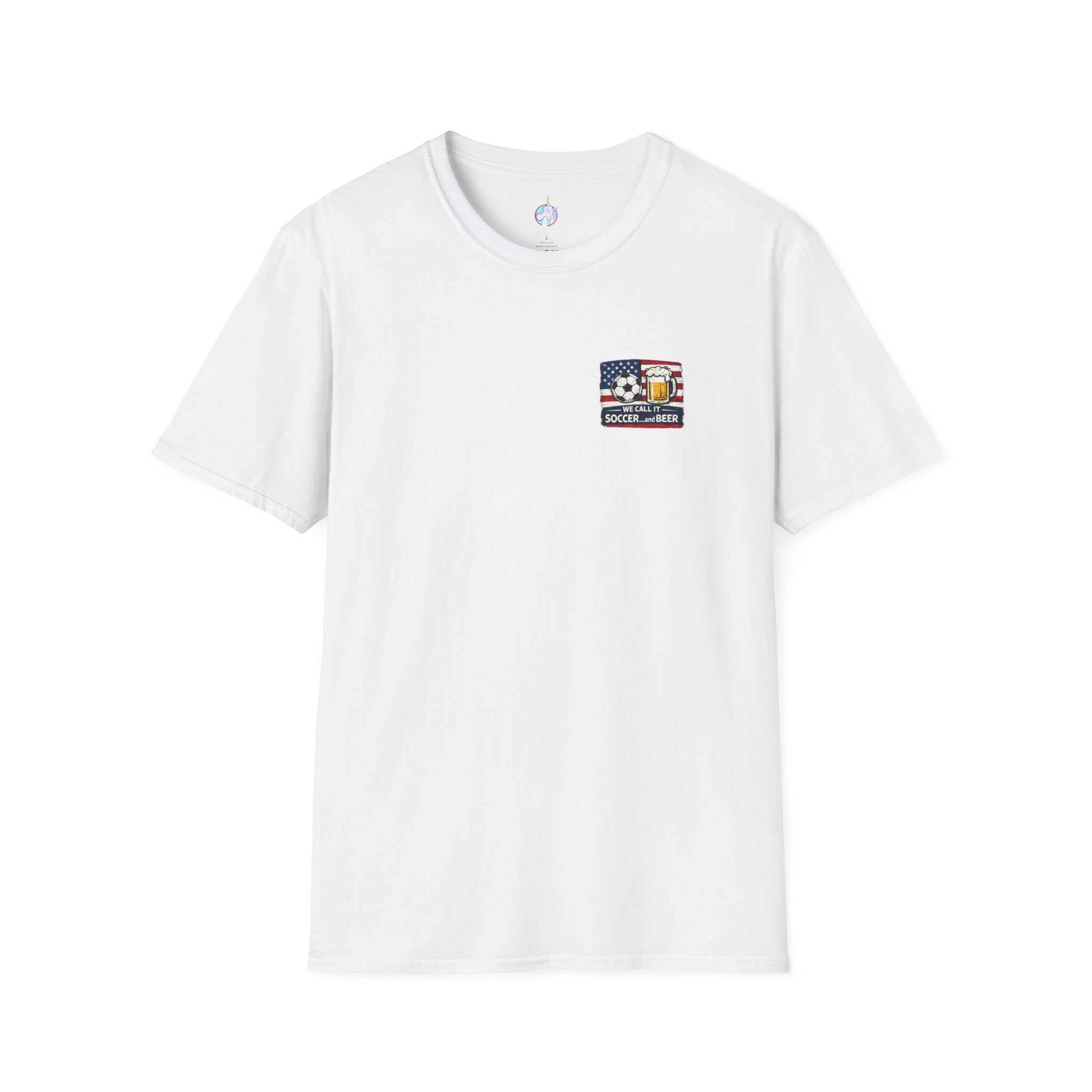 Soccer and Beer T-Shirt — American Flag Soccer Ball & Beer Graphic Tee