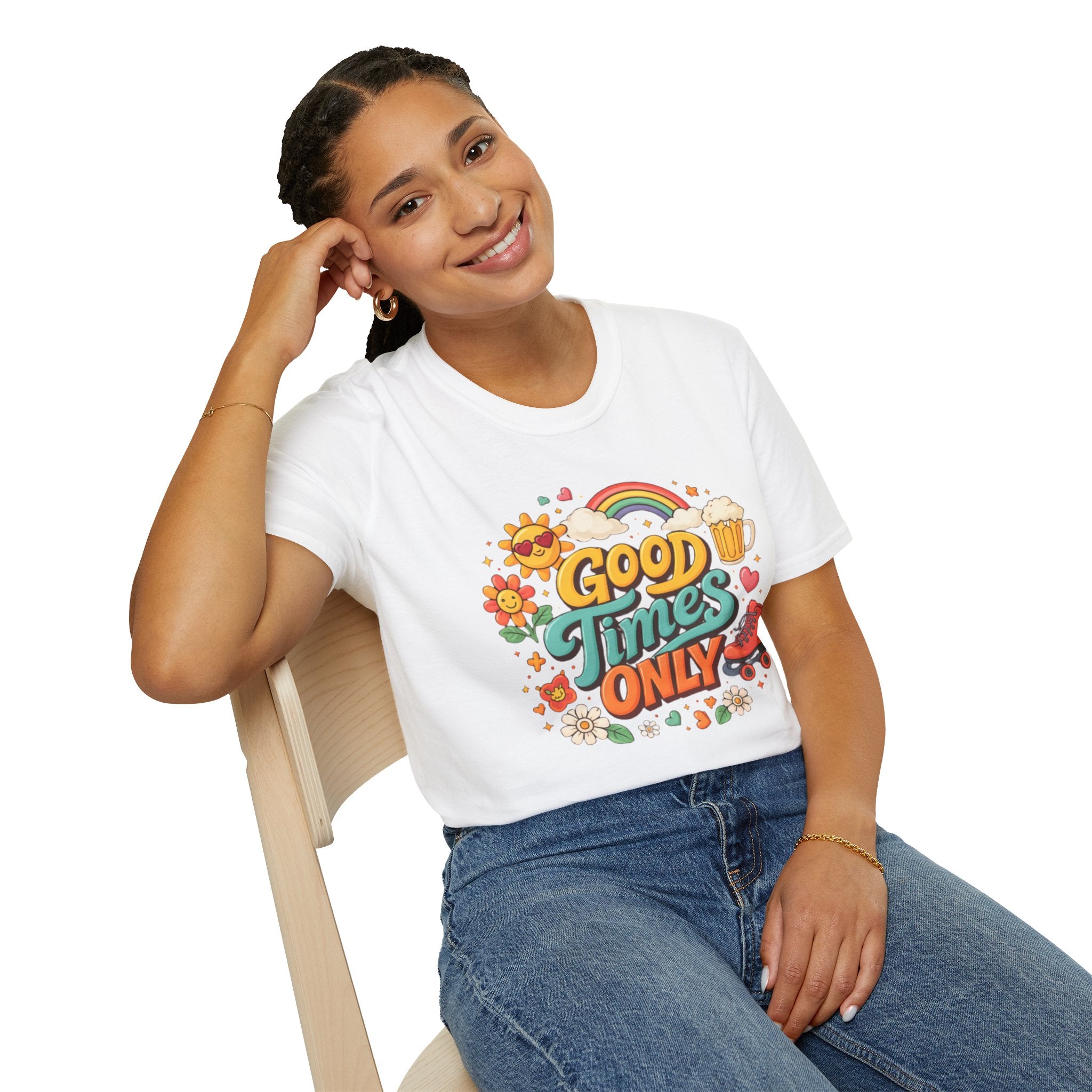 Good Times Only T-Shirt — Retro Roller & Sunshine Graphic Tee