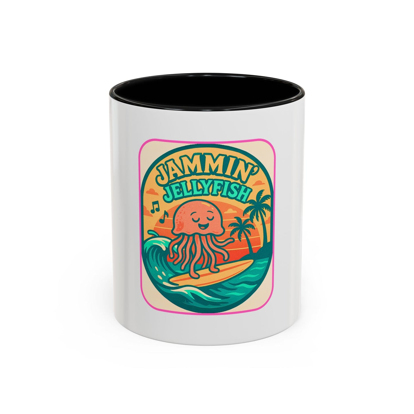 Jammin' Jellyfish Coffee Mug - Fun Surfing Ocean Mug, Tropical Drinkware, Beach Vibes Gift, Casual Teacup, Quirky Kitchen Decor