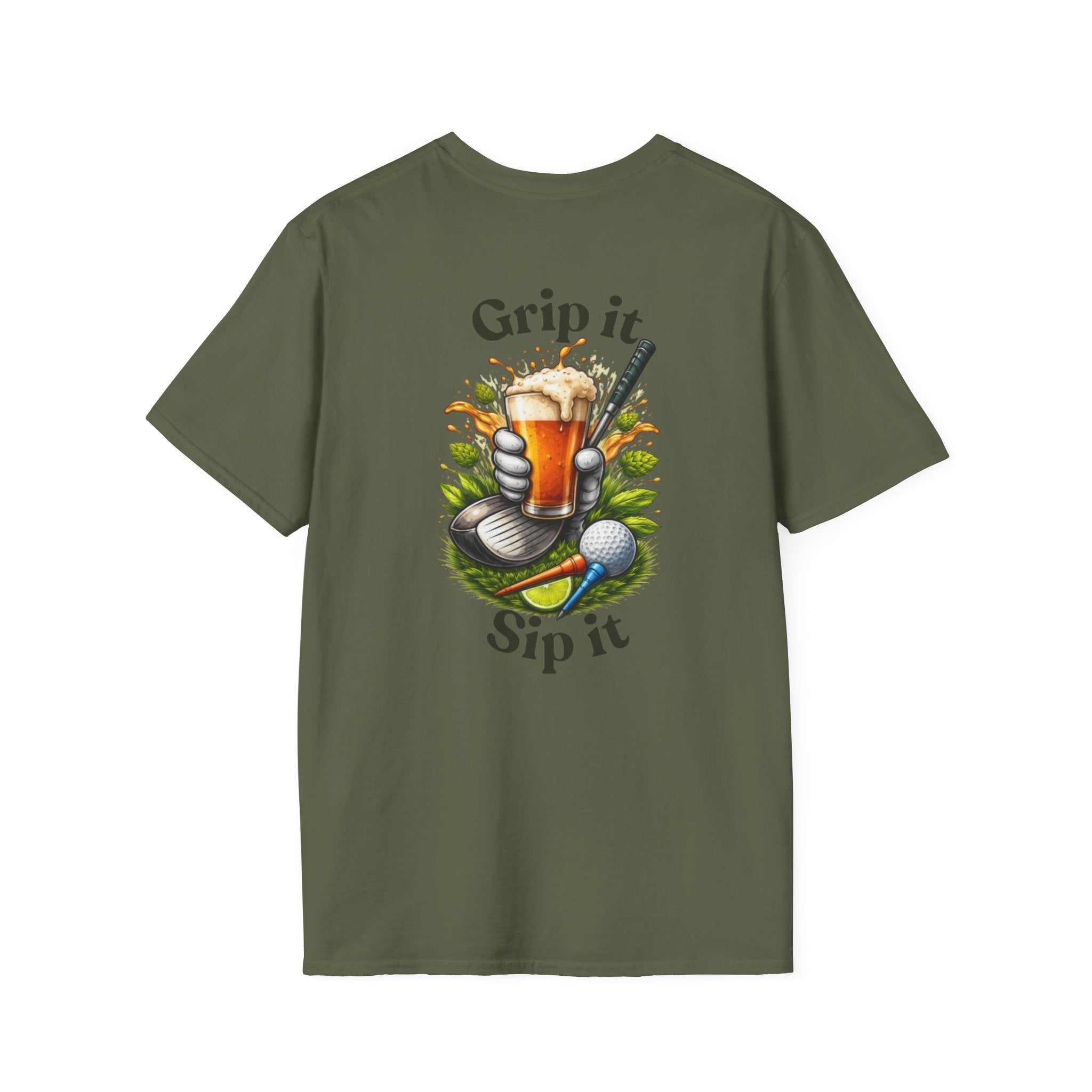Golf & Beer T-Shirt — "Grip It, Sip It" Golfing Beer Graphic Tee