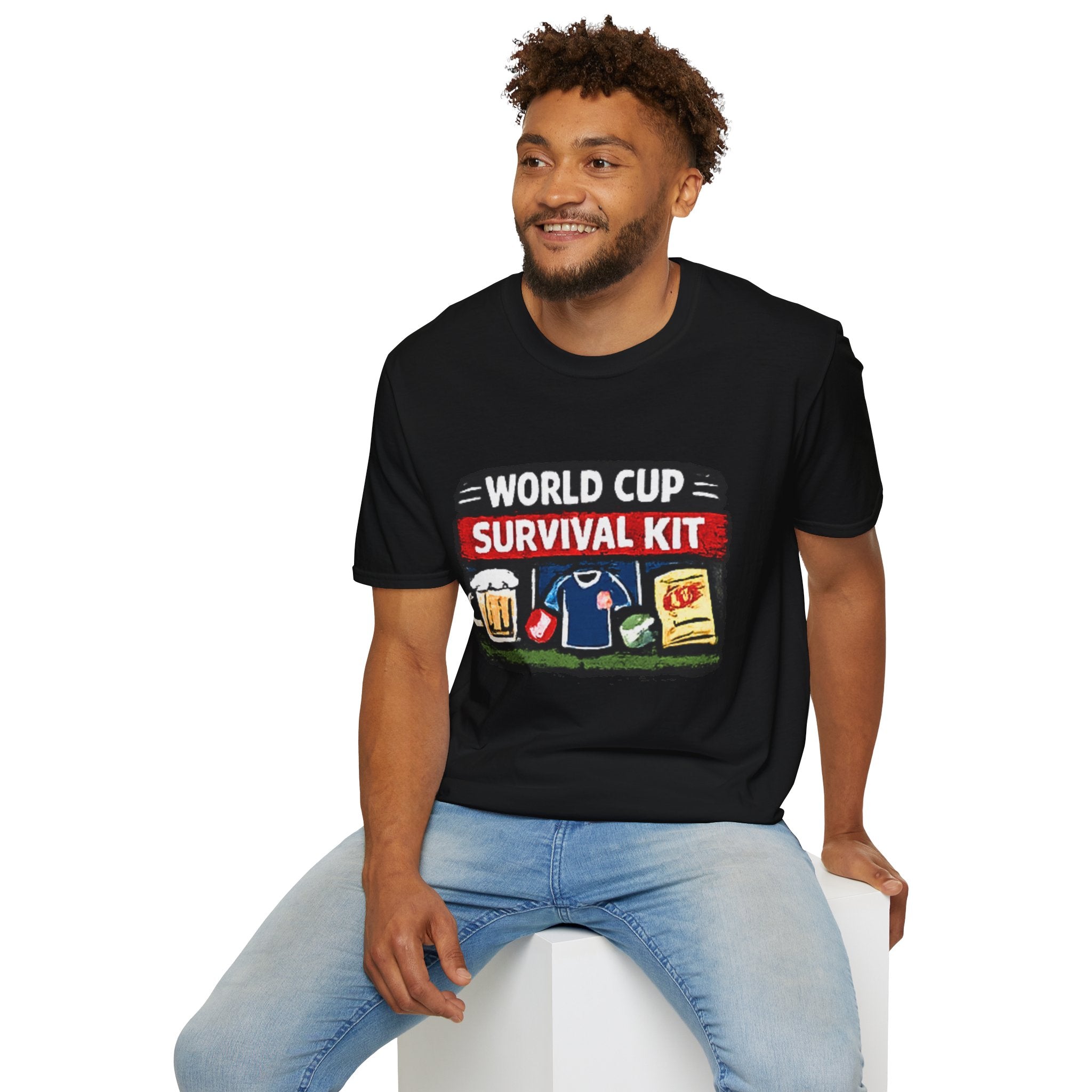 World Cup Survival Kit T-Shirt — Soccer Fan Tee with Beer & Snacks Graphic