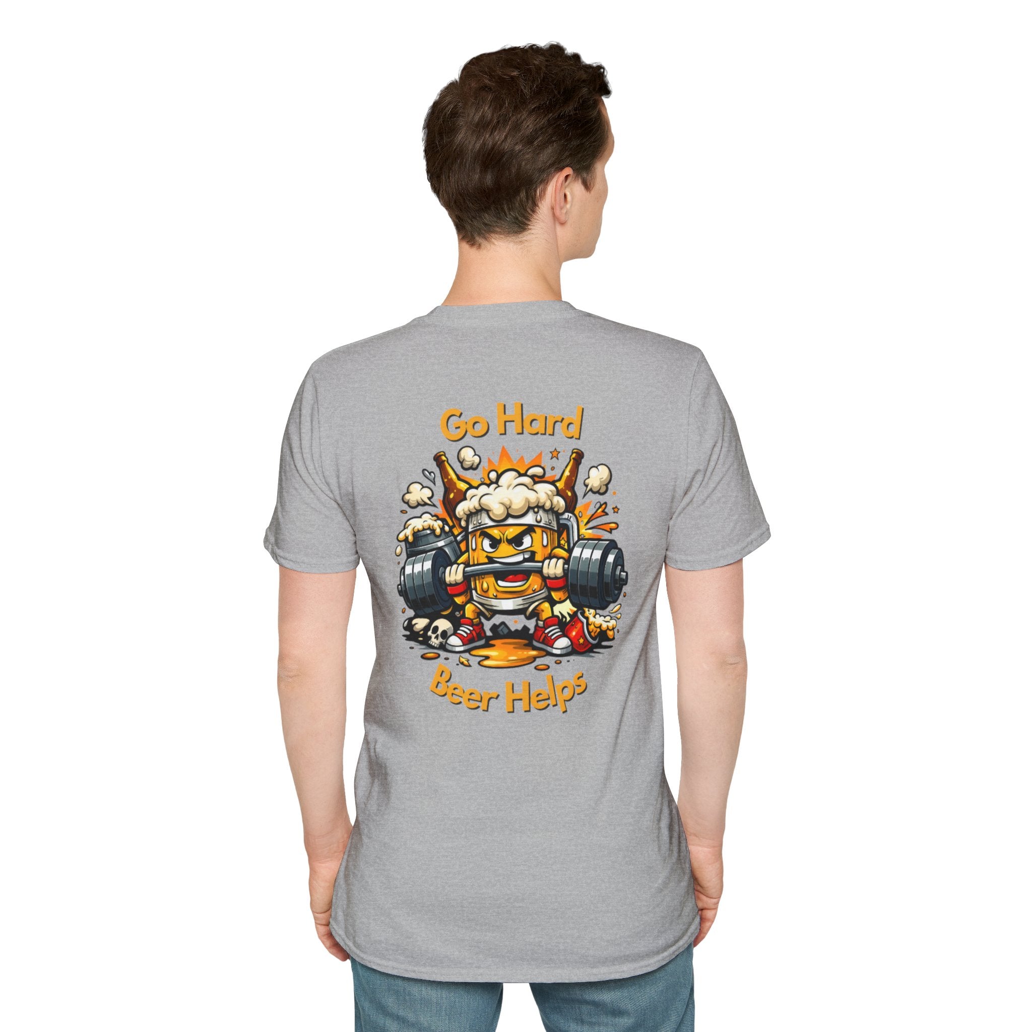 Go Hard Beer Helps T-Shirt — Funny Gym Beer Fitness Graphic Tee