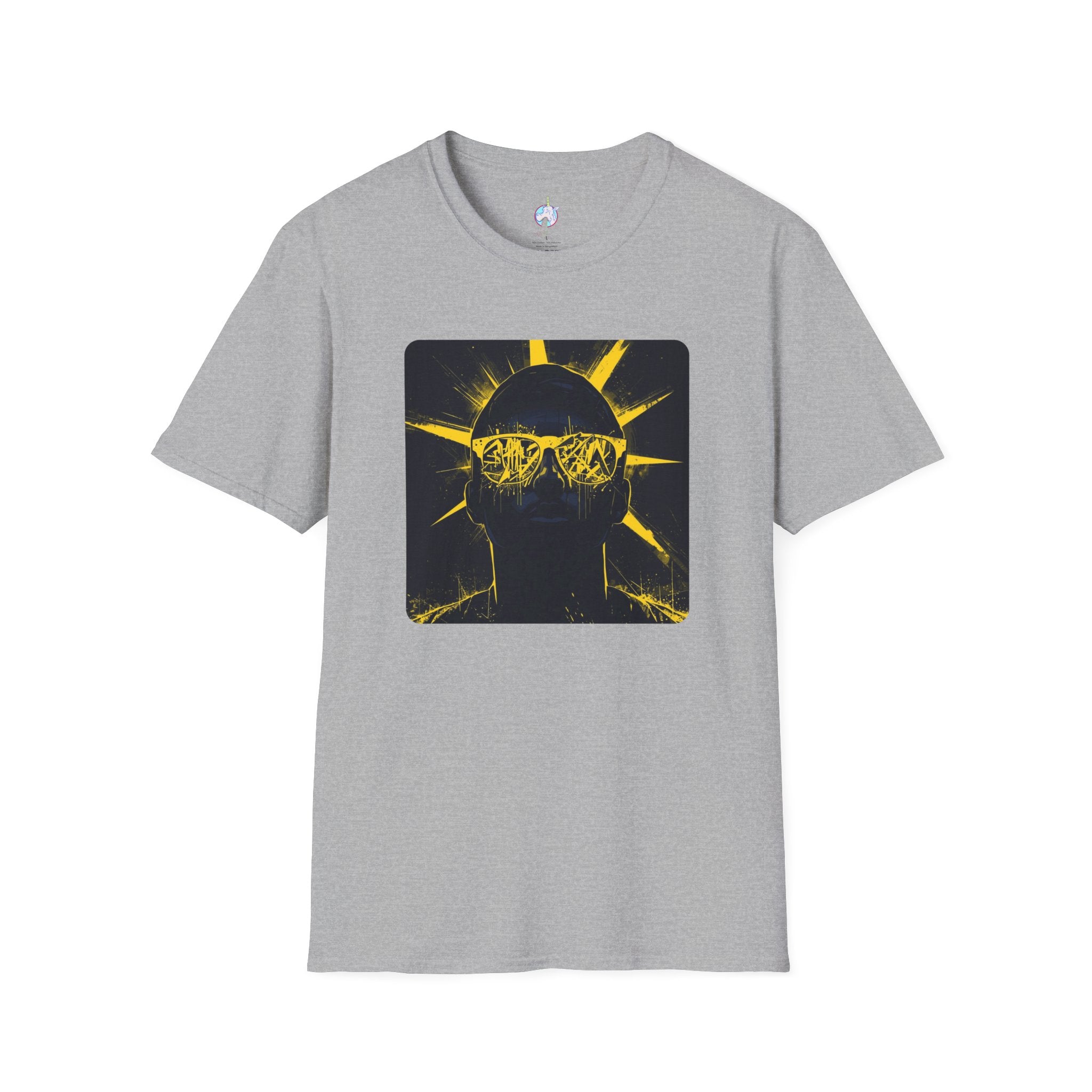 Solar Shades Graphic T-Shirt — Neon Yellow Sun Skull Design