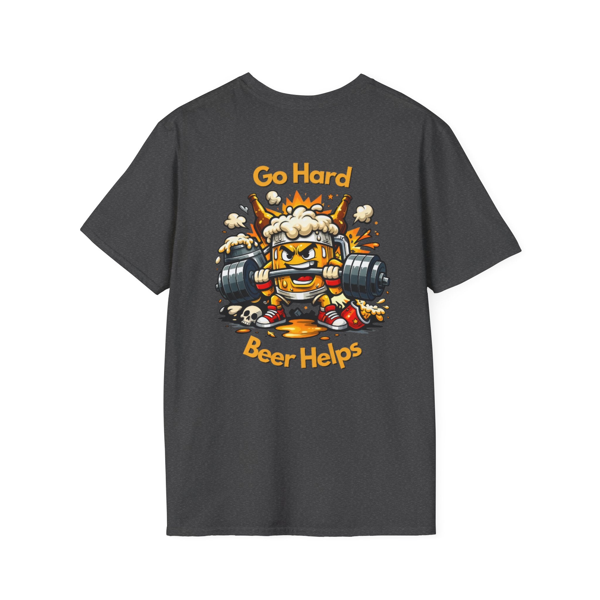 Go Hard Beer Helps T-Shirt — Funny Gym Beer Fitness Graphic Tee