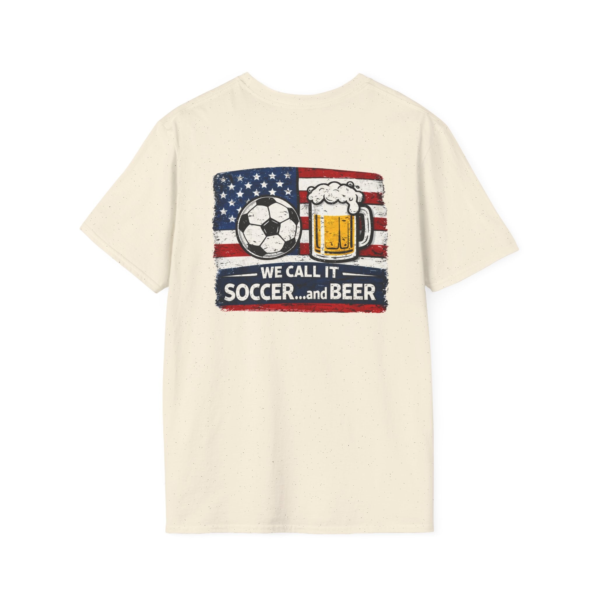 Soccer and Beer T-Shirt — American Flag Soccer Ball & Beer Graphic Tee