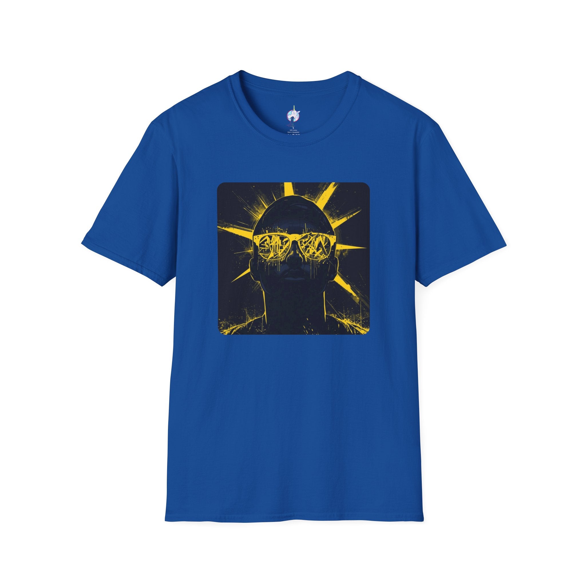 Solar Shades Graphic T-Shirt — Neon Yellow Sun Skull Design