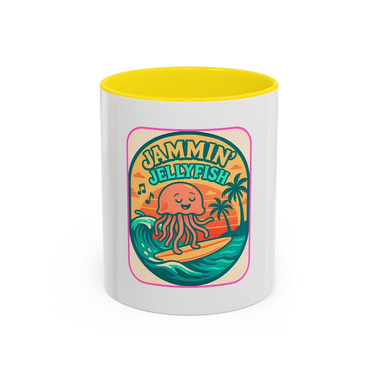 Jammin' Jellyfish Coffee Mug - Fun Surfing Ocean Mug, Tropical Drinkware, Beach Vibes Gift, Casual Teacup, Quirky Kitchen Decor