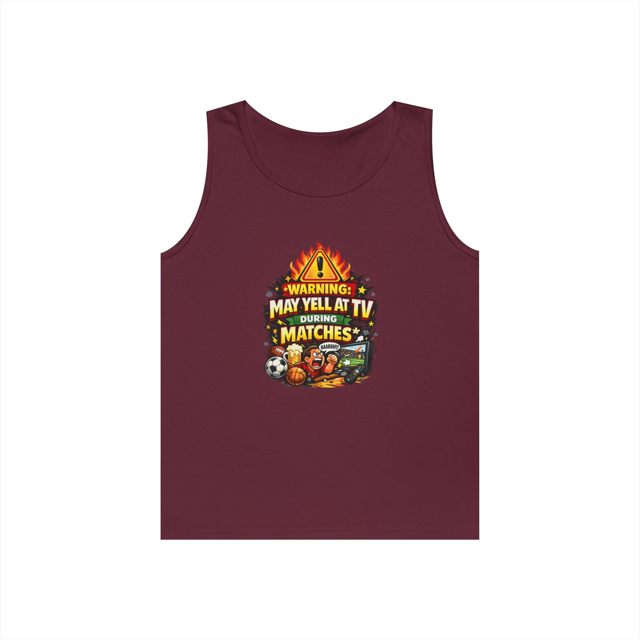 Warning May Yell At TV During Matches Funny Tank Top