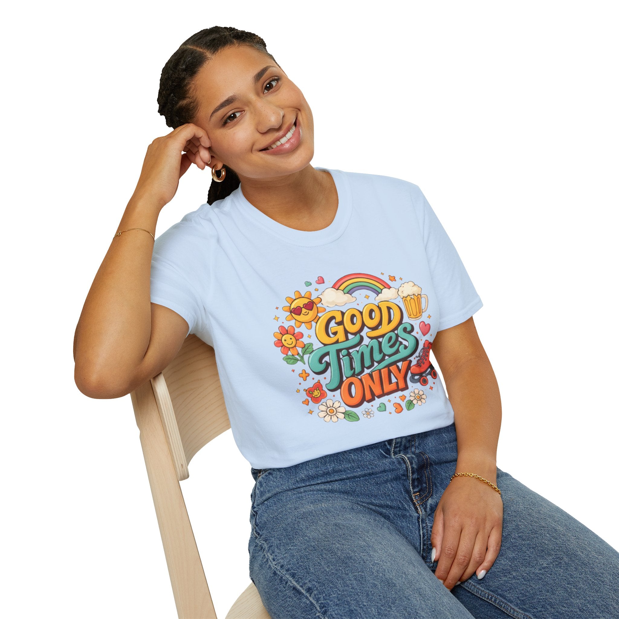Good Times Only T-Shirt — Retro Roller & Sunshine Graphic Tee