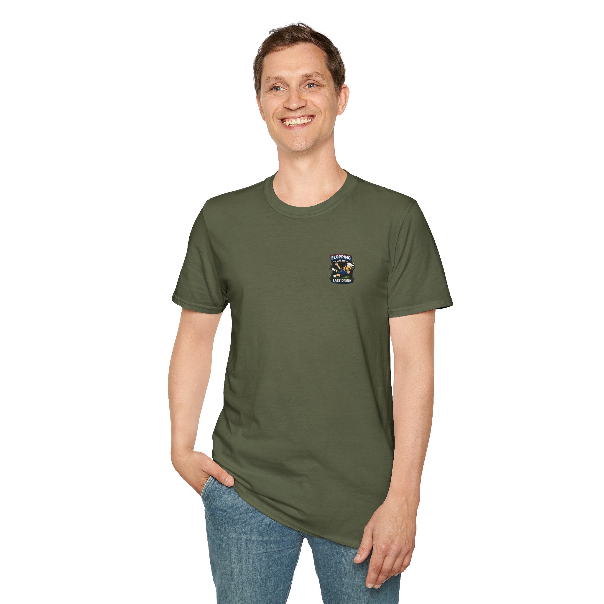 Flopping Like My Last Drink T-Shirt – Funny Bar & Beer Drinking Tee