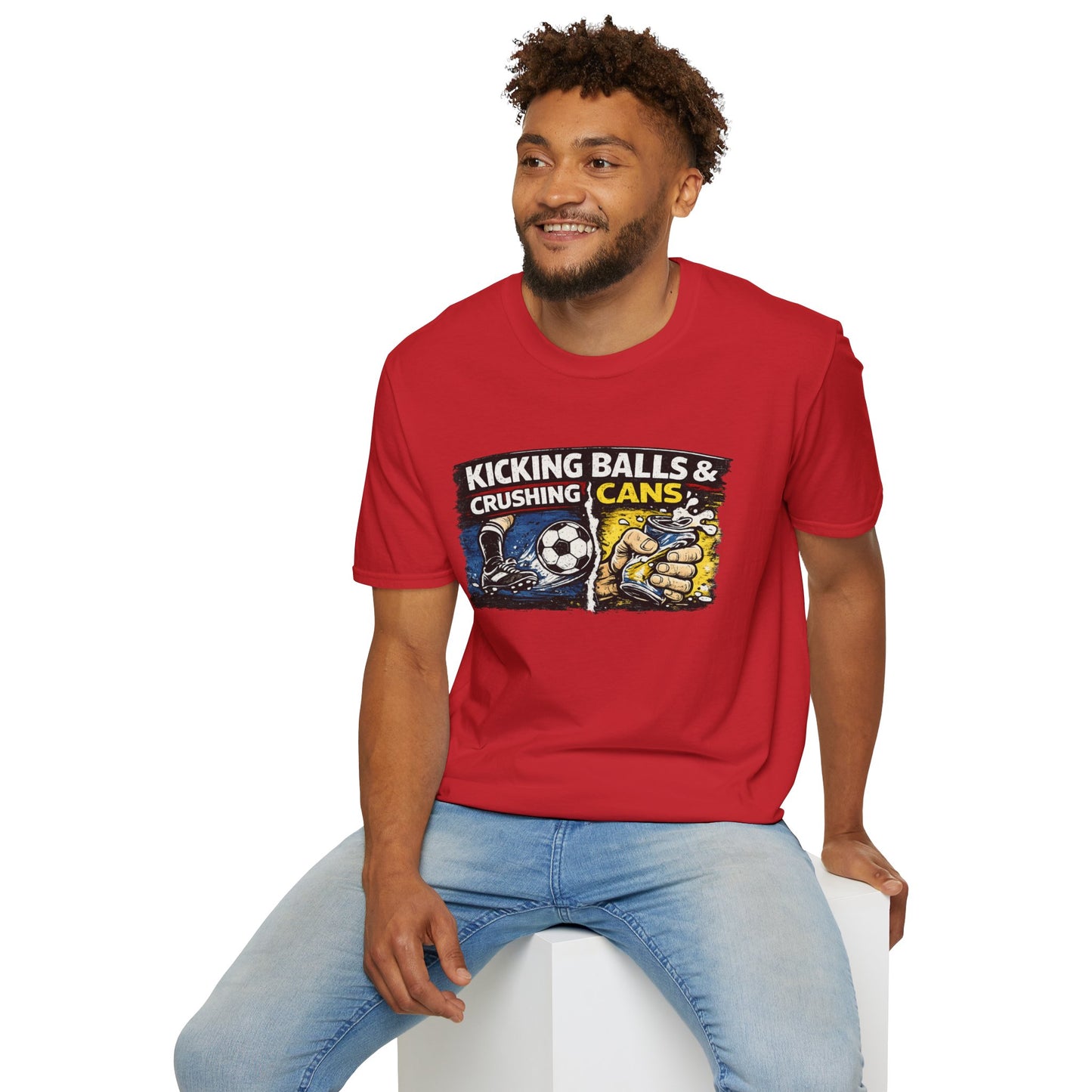 Kicking Balls & Crushing Cans Soccer Graphic T-Shirt