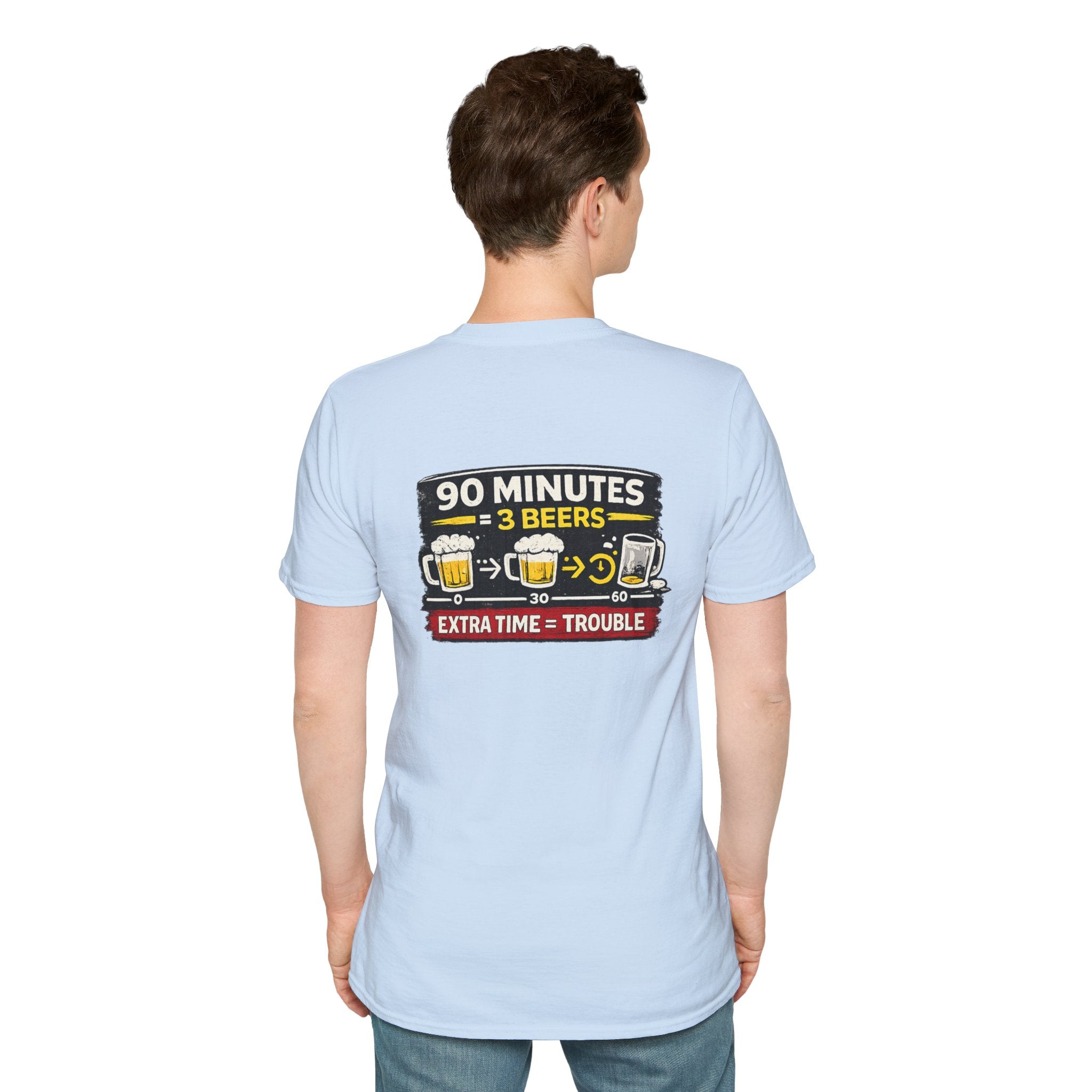 Soccer Fan T-Shirt — "90 Minutes = 3 Beers" Funny Football Game Tee
