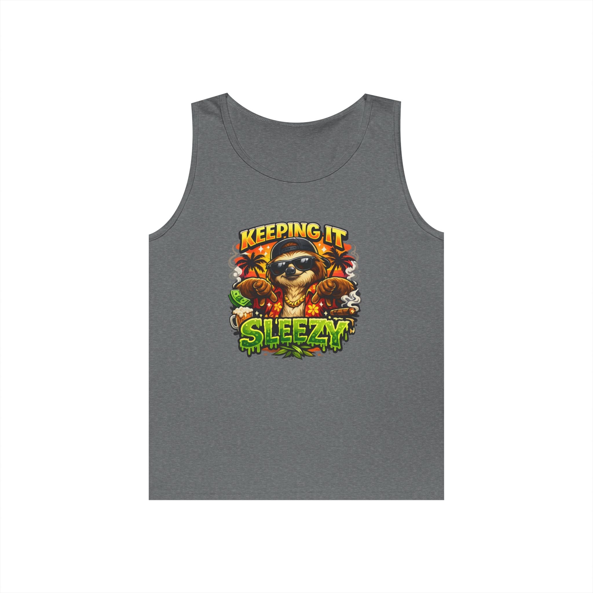 Tank Top — "Keeping It Sleezzy" Tropical Sloth Graphic Tank