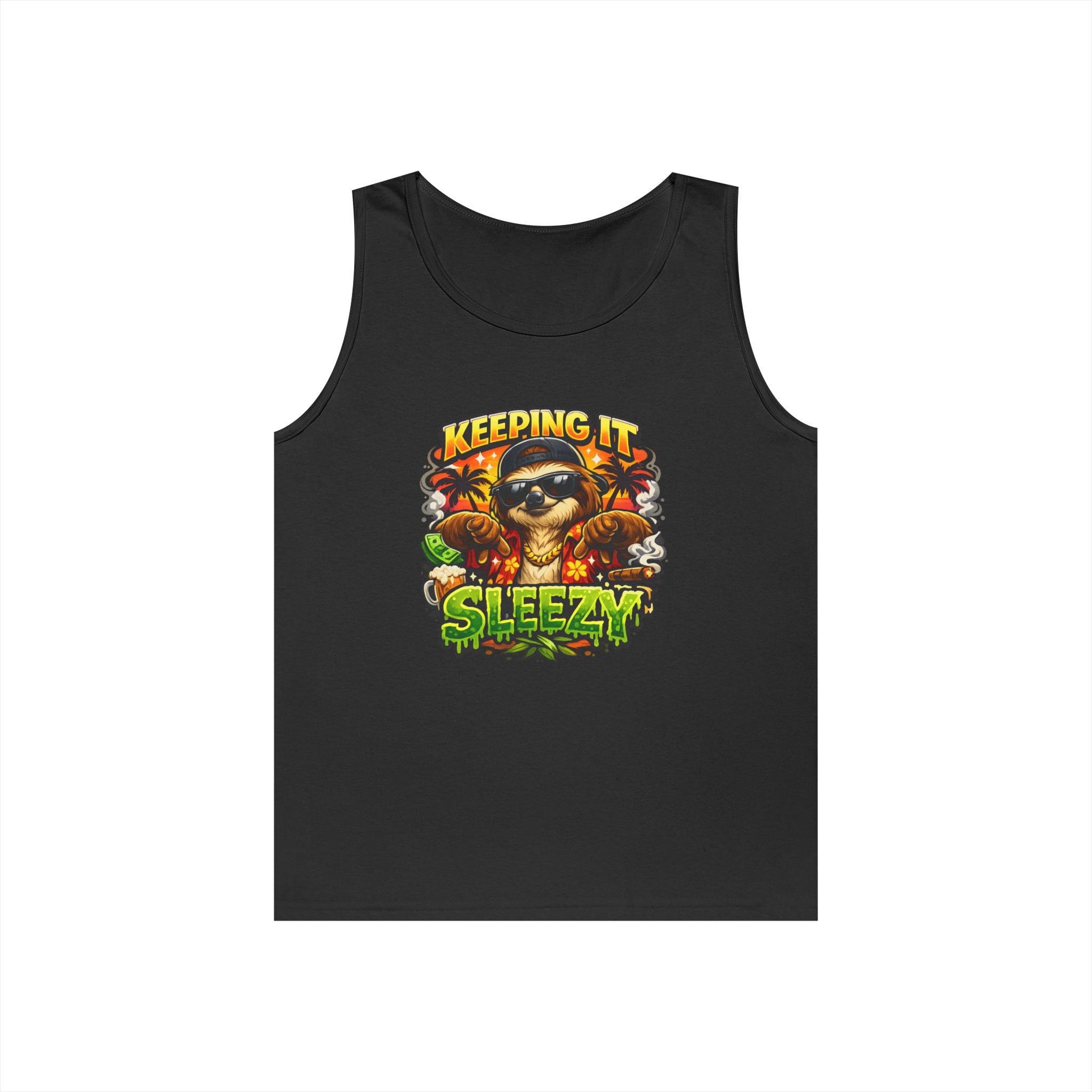 Tank Top — "Keeping It Sleezzy" Tropical Sloth Graphic Tank