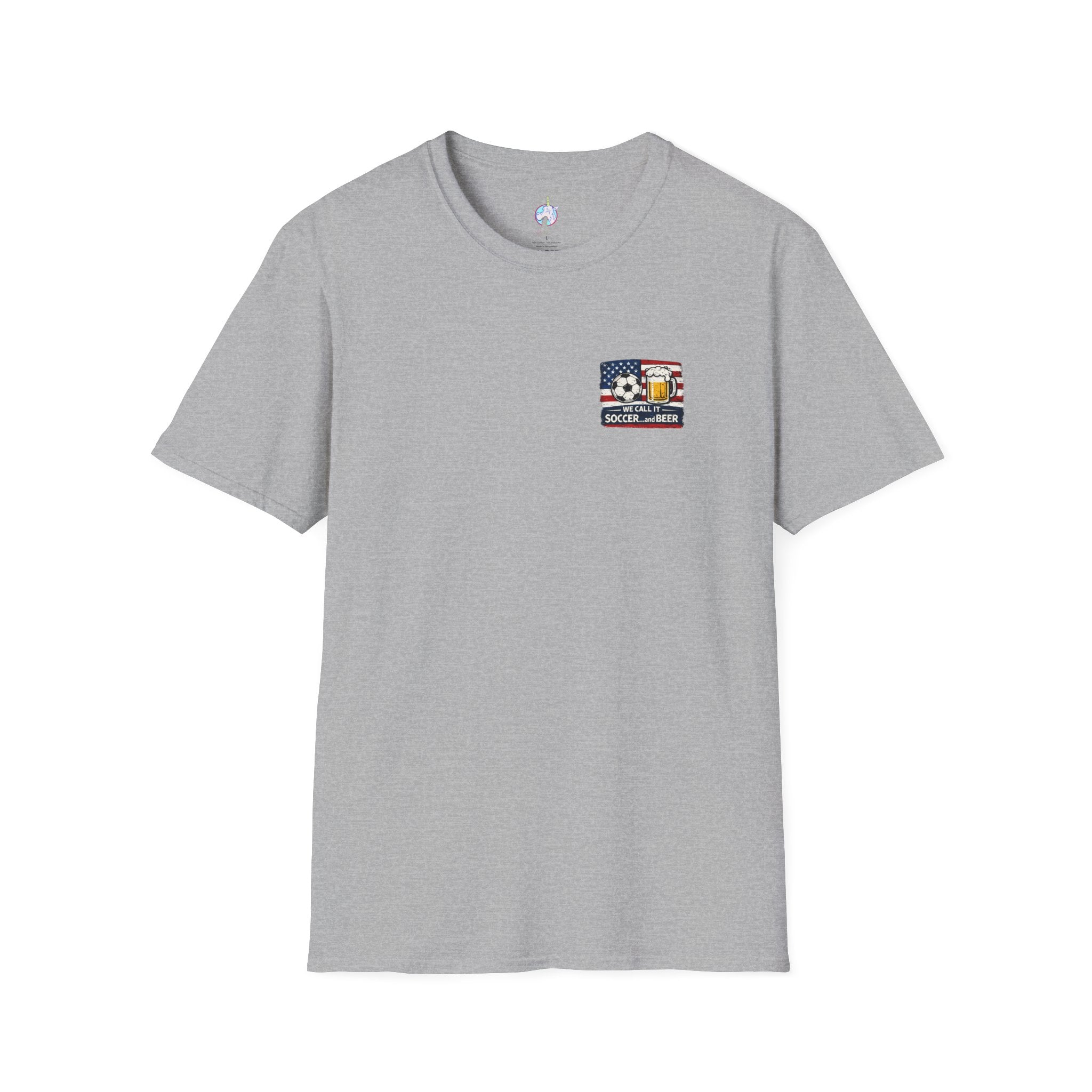 Soccer and Beer T-Shirt — American Flag Soccer Ball & Beer Graphic Tee