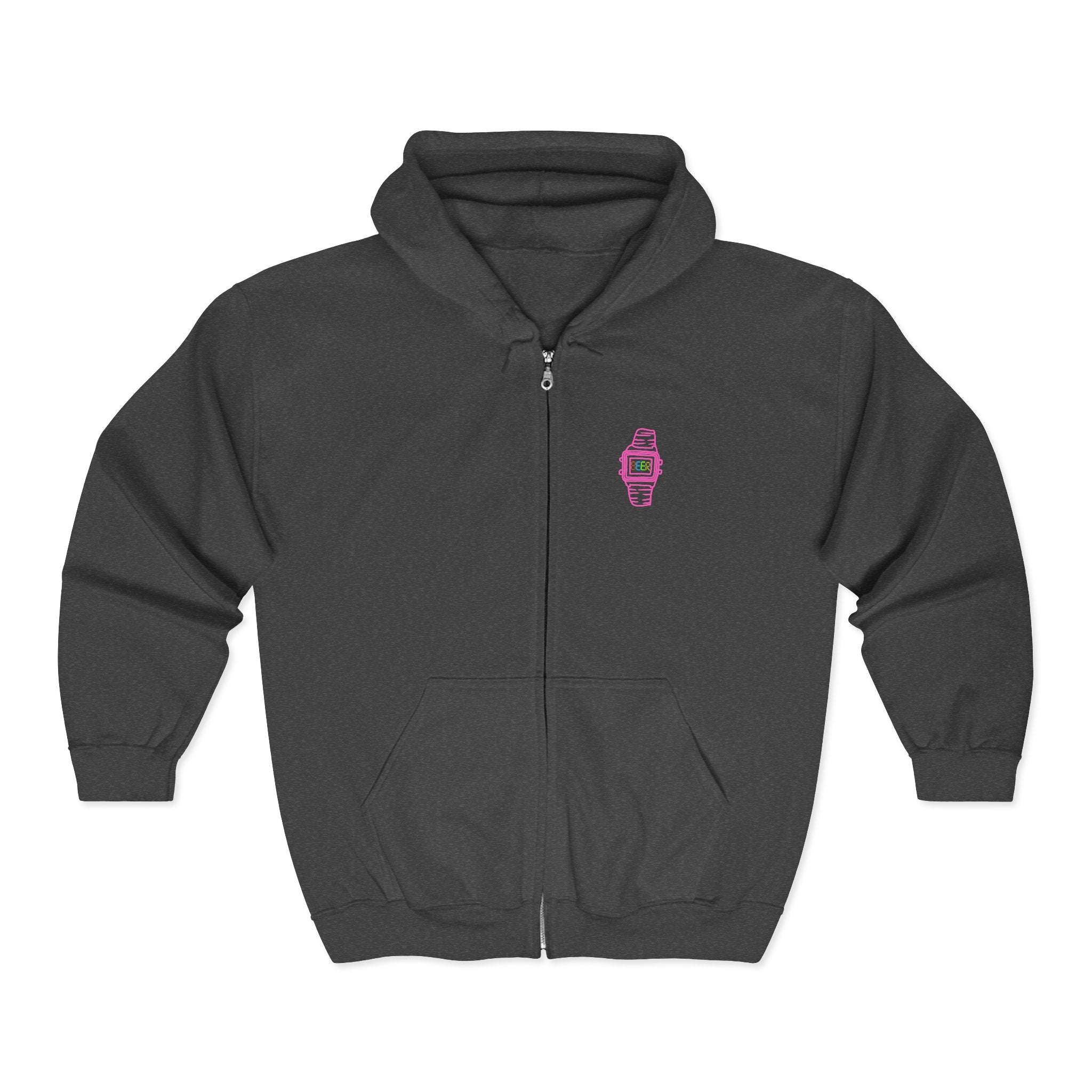 Funny Beer Watch Graphic Zip-Up Hoodie — Party Beer Design