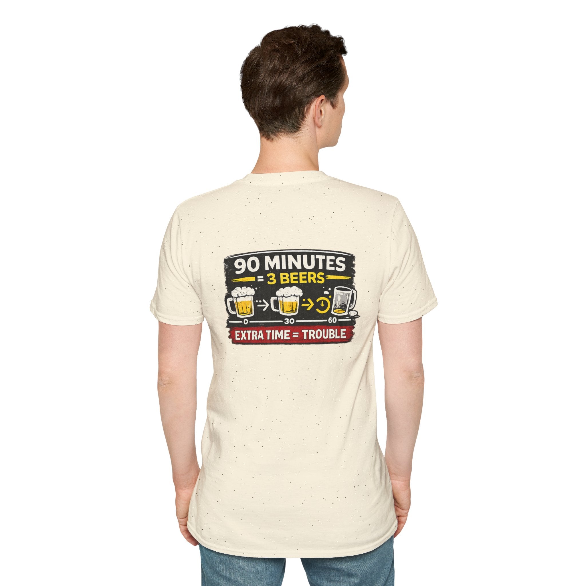 Soccer Fan T-Shirt — "90 Minutes = 3 Beers" Funny Football Game Tee