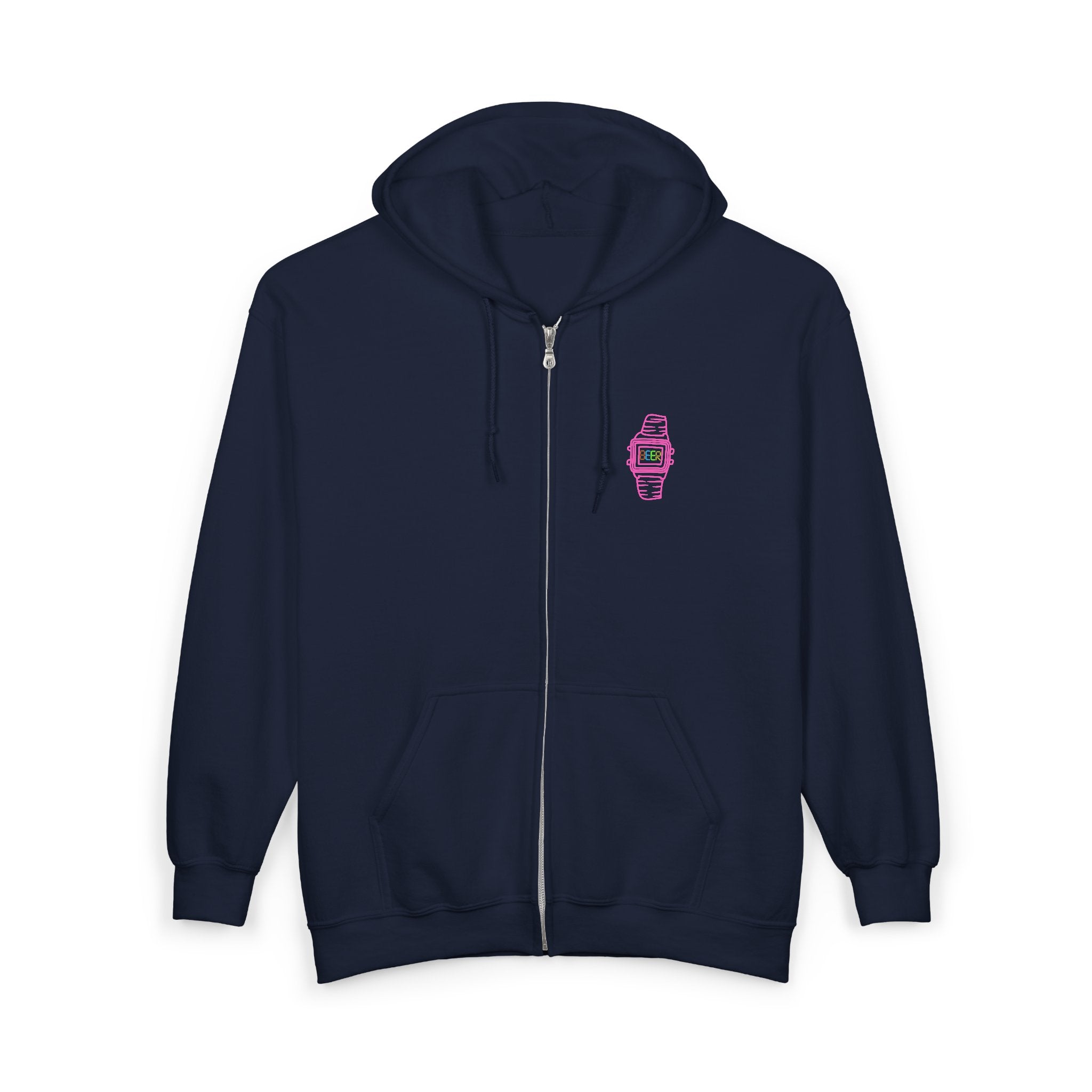 Funny Beer Watch Graphic Zip-Up Hoodie — Party Beer Design