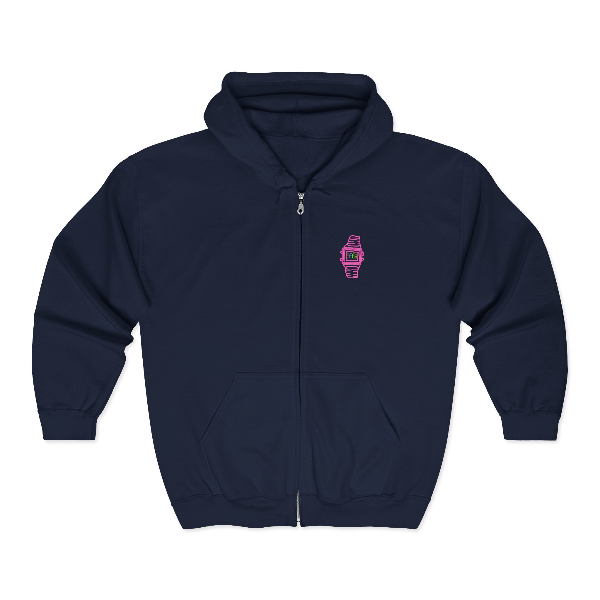 Funny Beer Watch Graphic Zip-Up Hoodie — Party Beer Design
