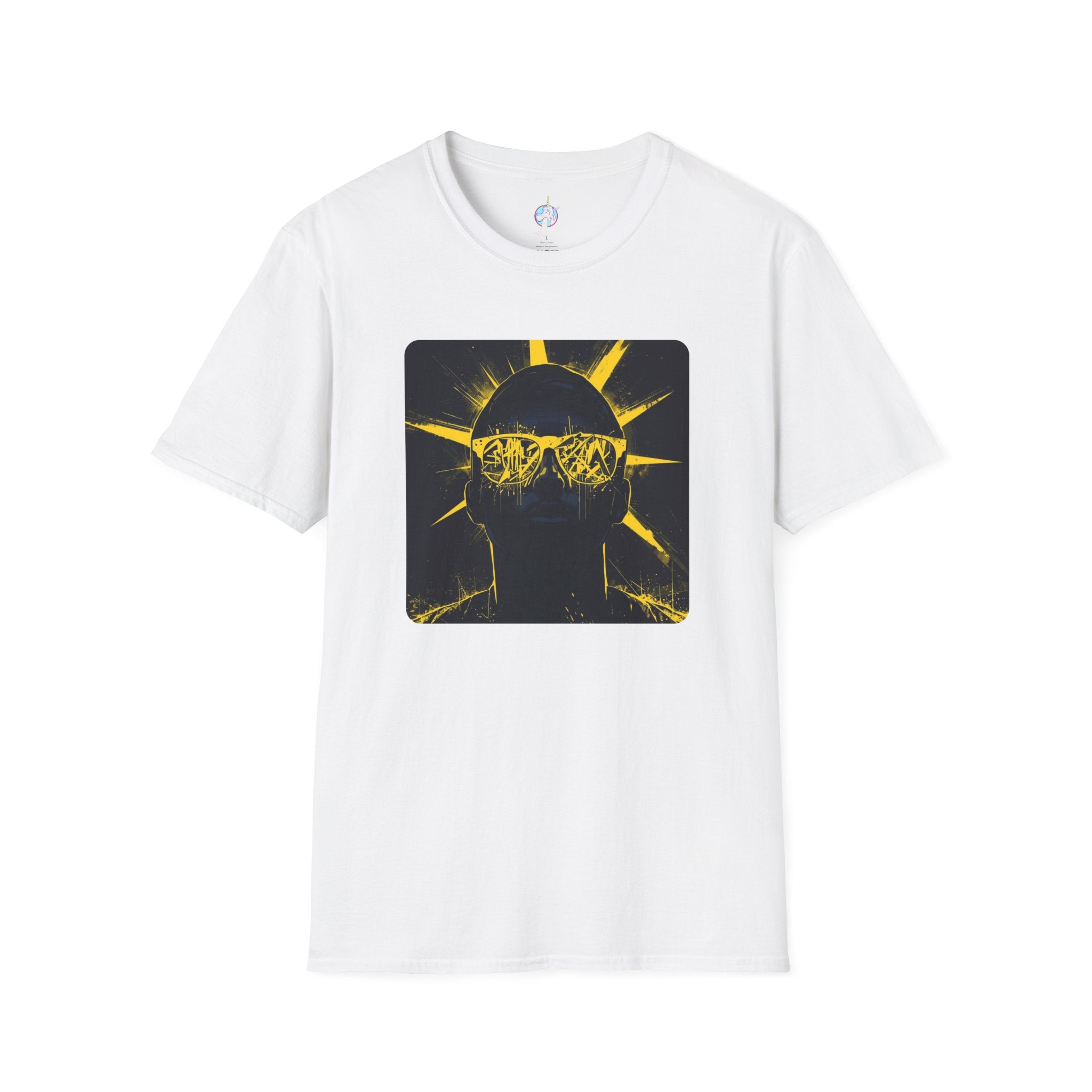 Solar Shades Graphic T-Shirt — Neon Yellow Sun Skull Design