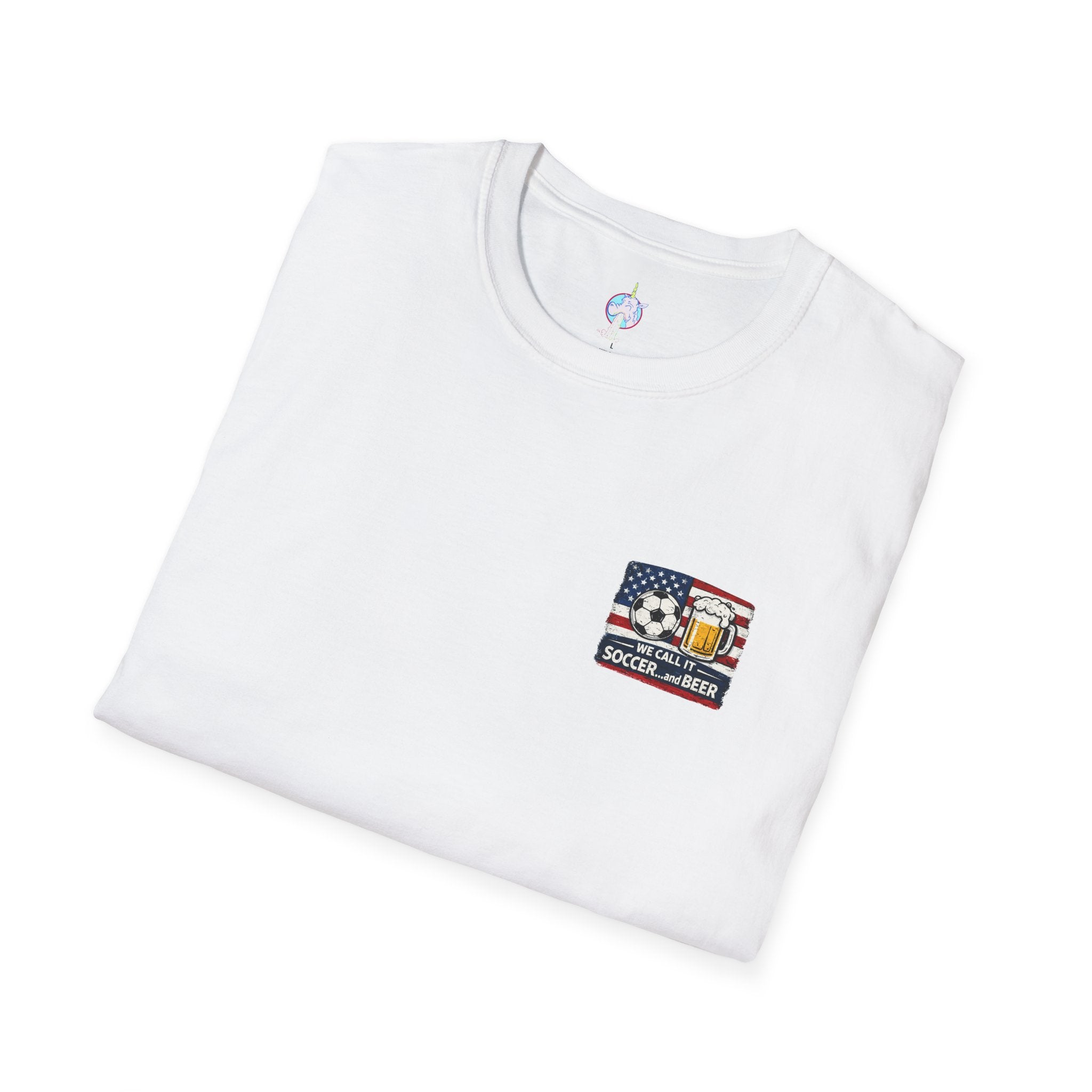 Soccer and Beer T-Shirt — American Flag Soccer Ball & Beer Graphic Tee