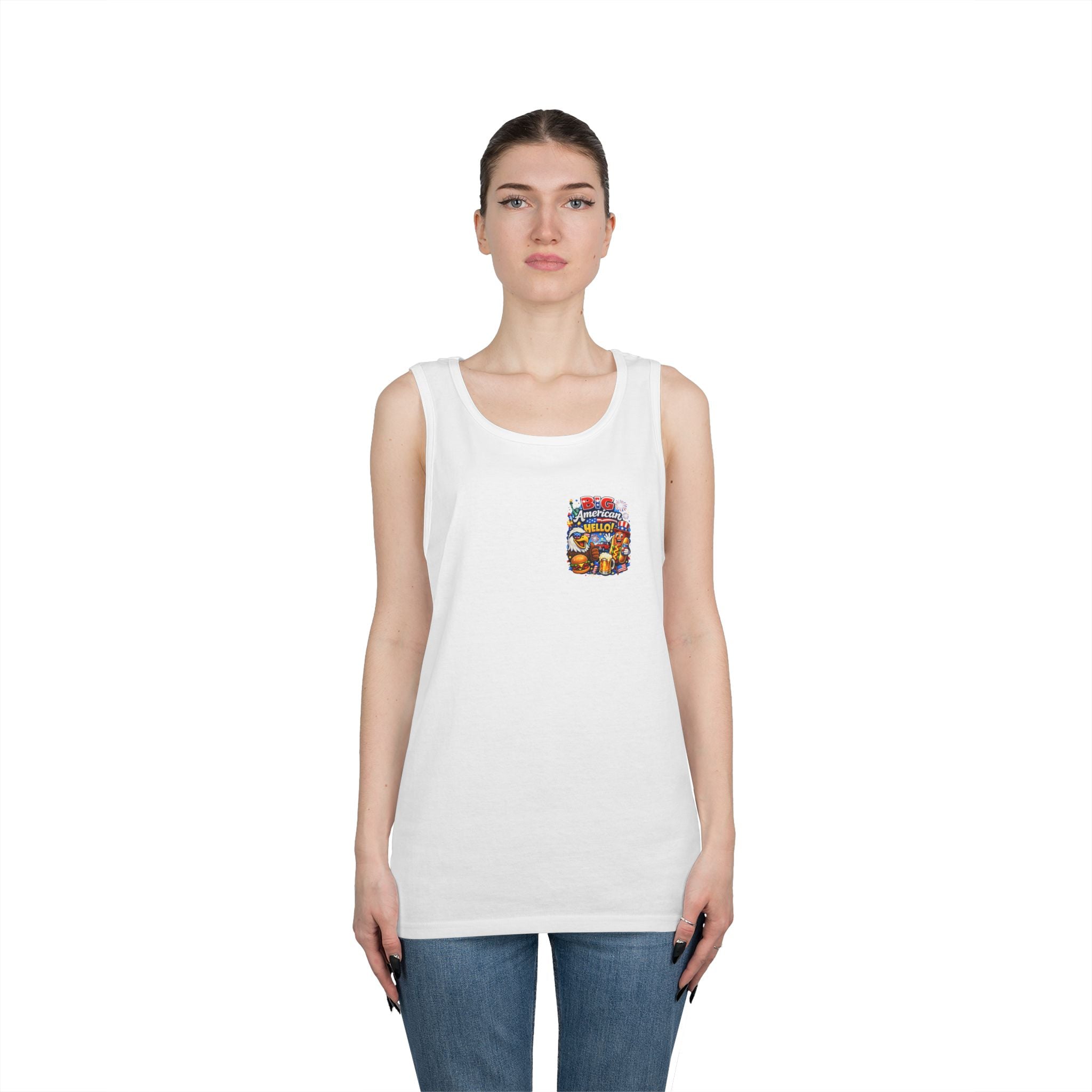 Big American Hello Funny Tank Top Patriotic