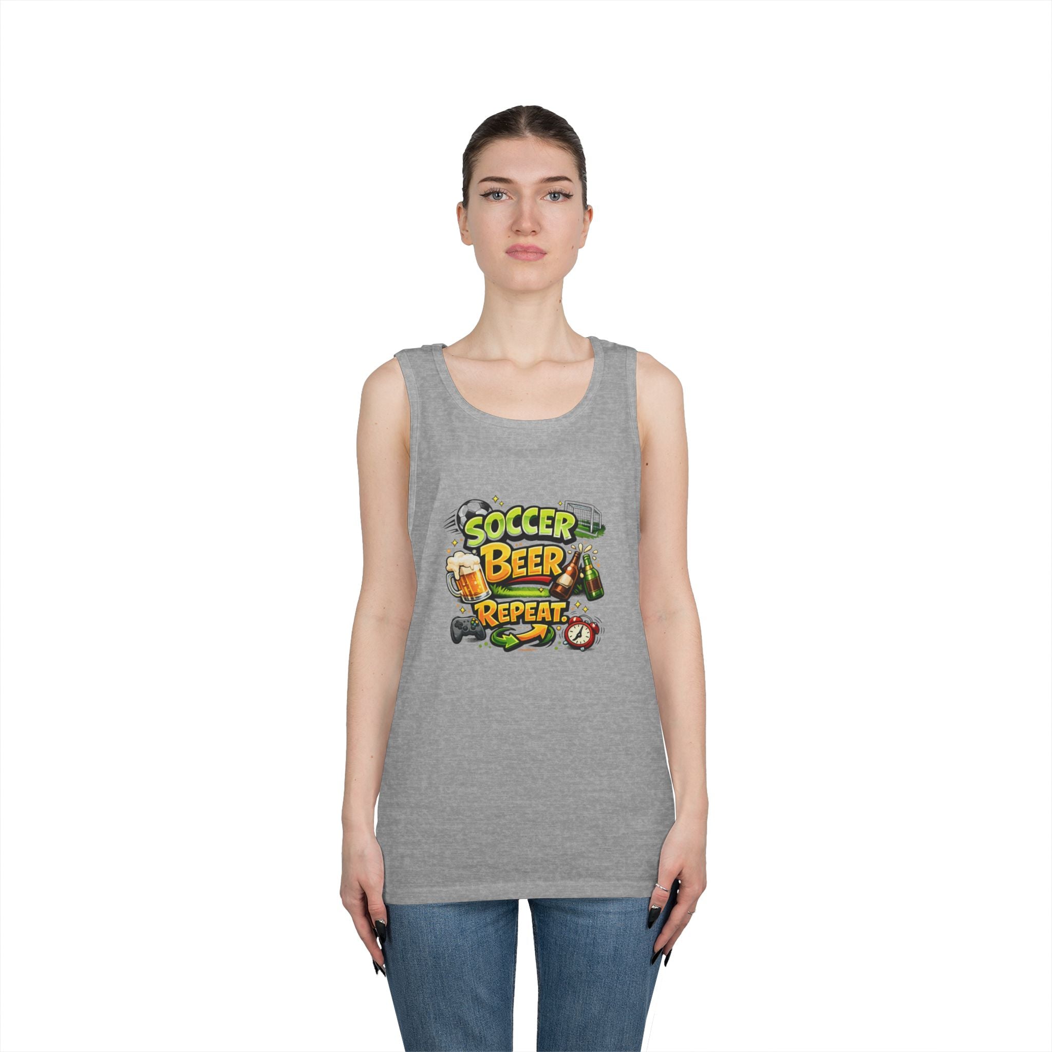 Soccer Beer Repeat Funny Tank Top