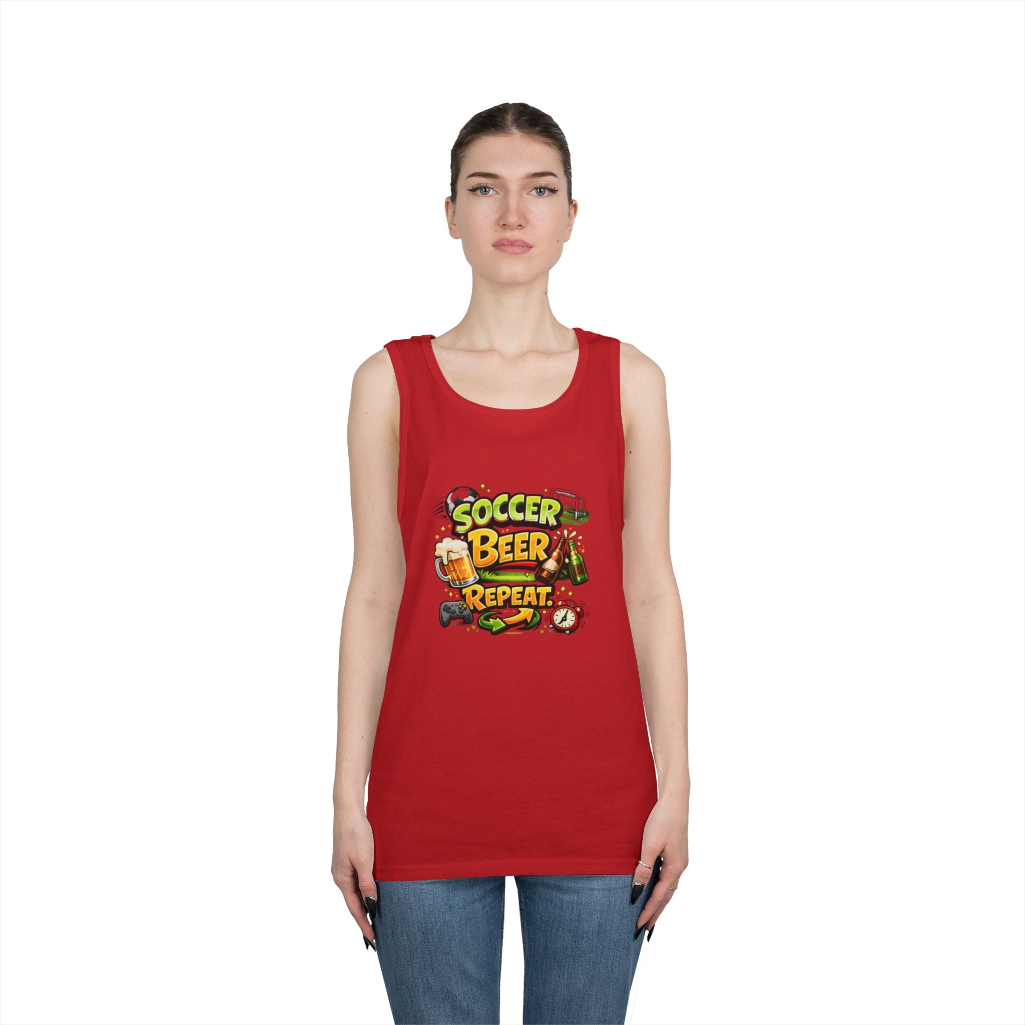 Soccer Beer Repeat Funny Tank Top