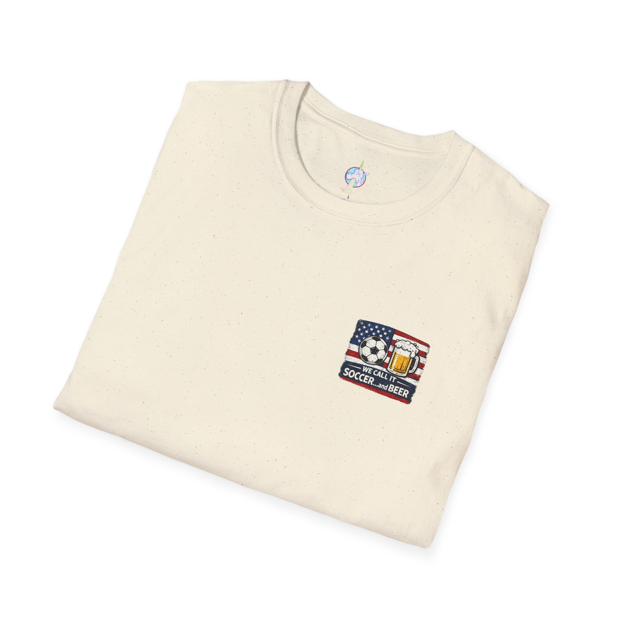 Soccer and Beer T-Shirt — American Flag Soccer Ball & Beer Graphic Tee