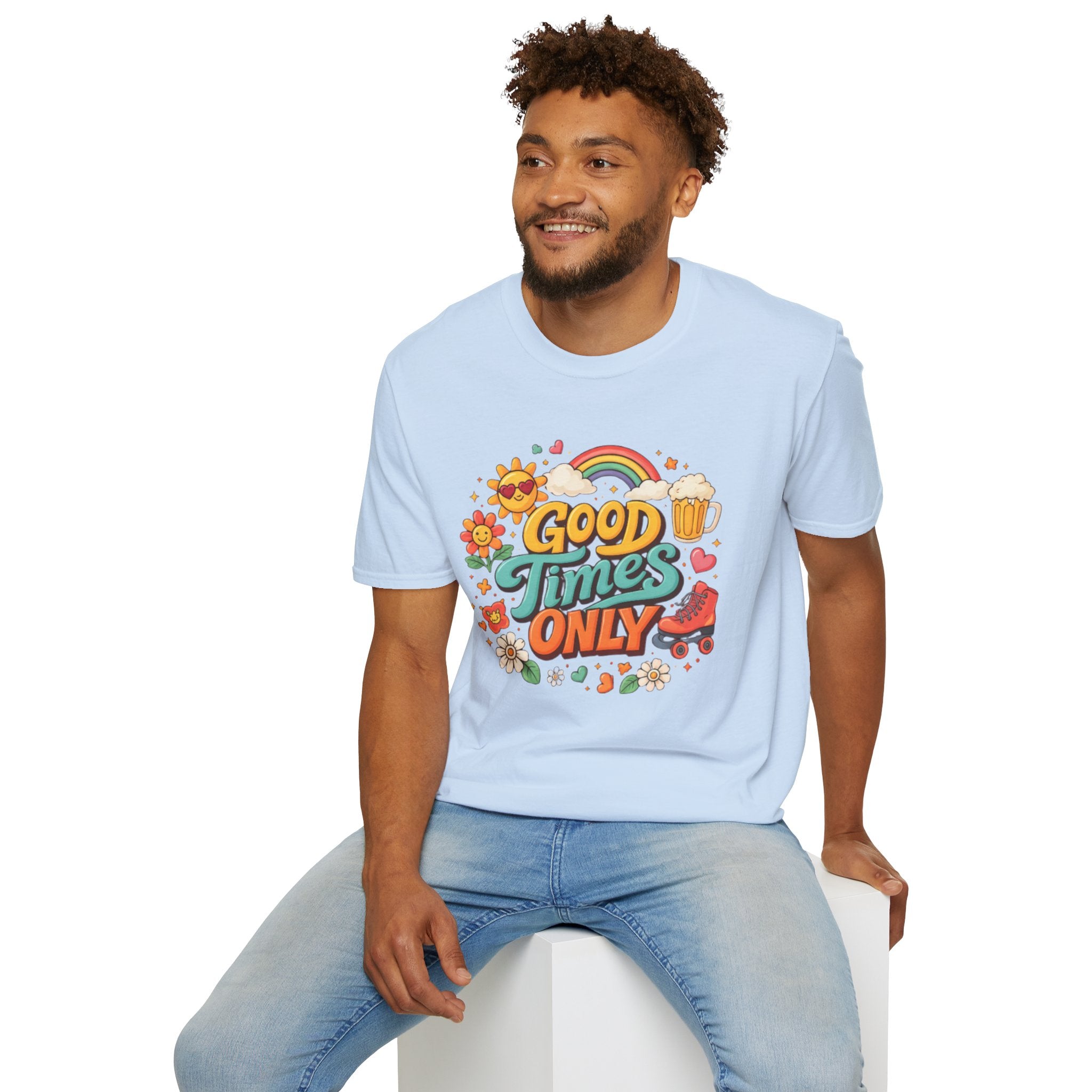 Good Times Only T-Shirt — Retro Roller & Sunshine Graphic Tee