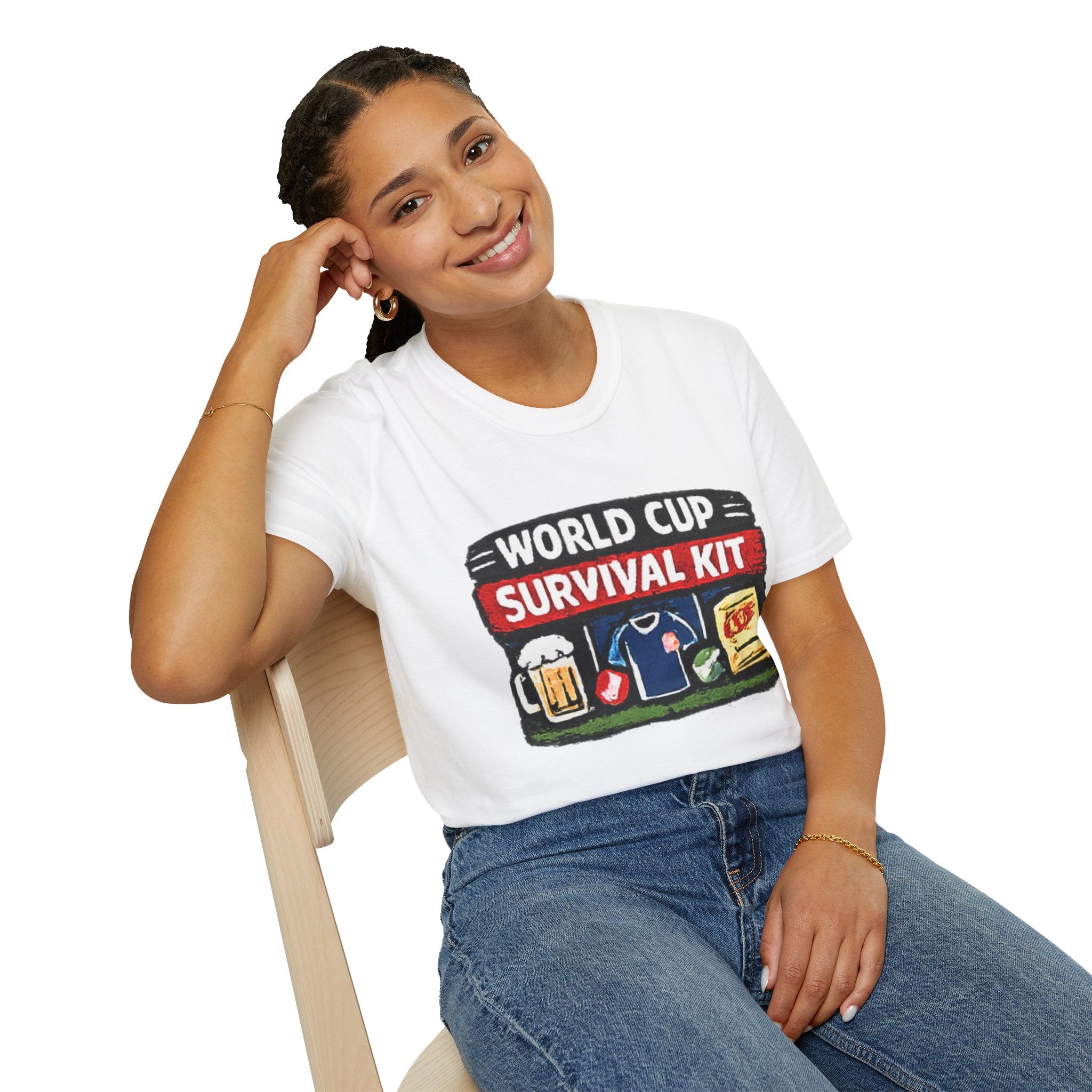 World Cup Survival Kit T-Shirt — Soccer Fan Tee with Beer & Snacks Graphic