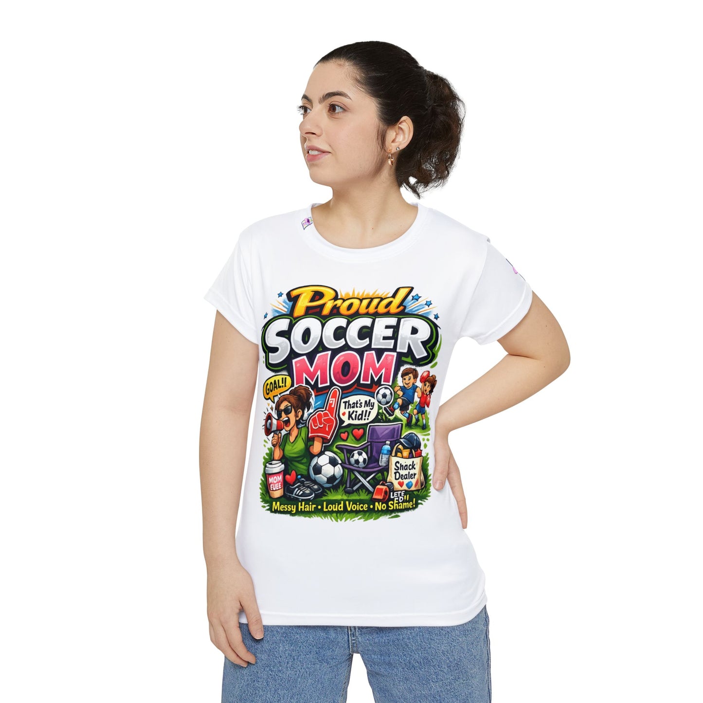 Proud Soccer Mom T-Shirt — Cute Graphic Women's Short Sleeve Shirt