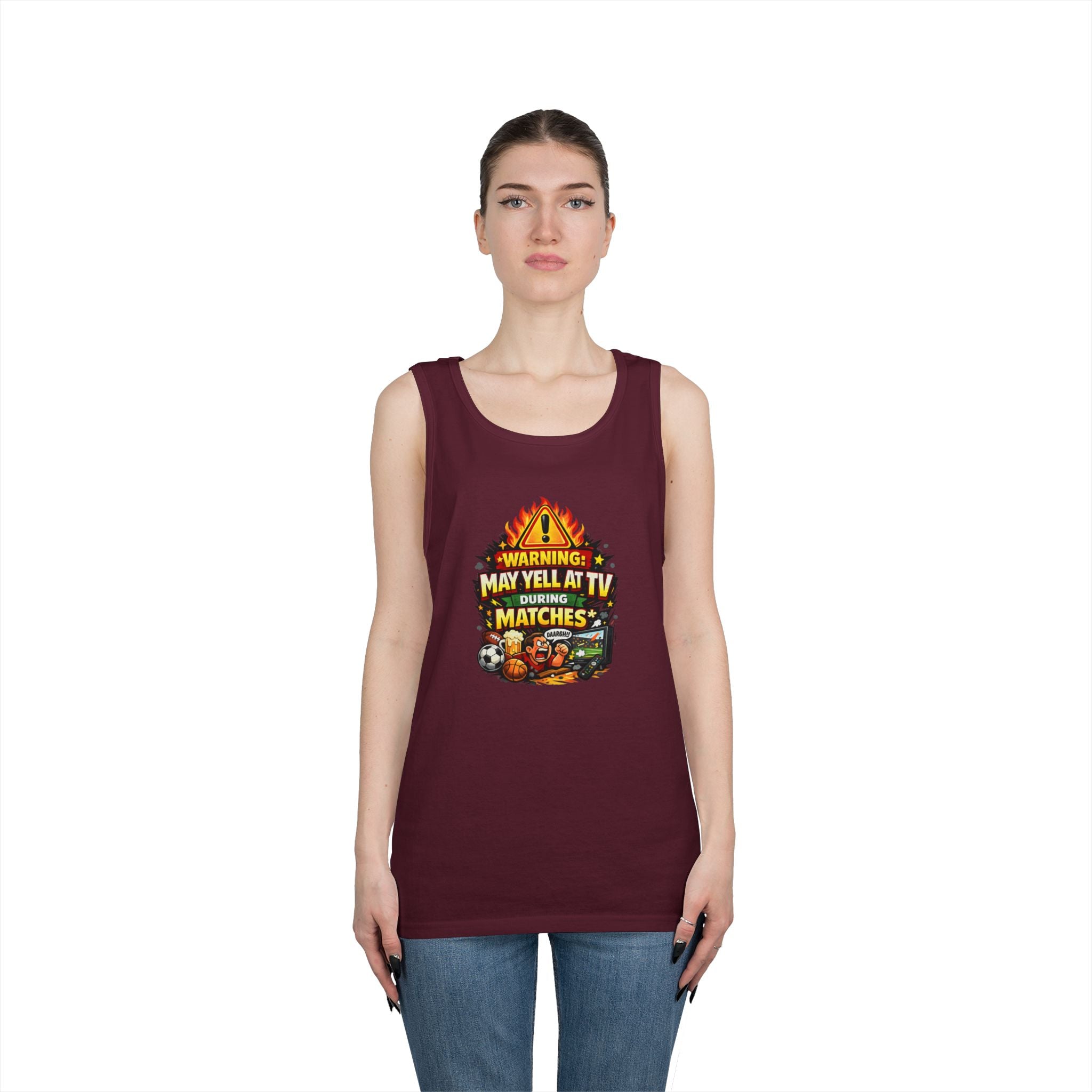 Warning May Yell At TV During Matches Funny Tank Top