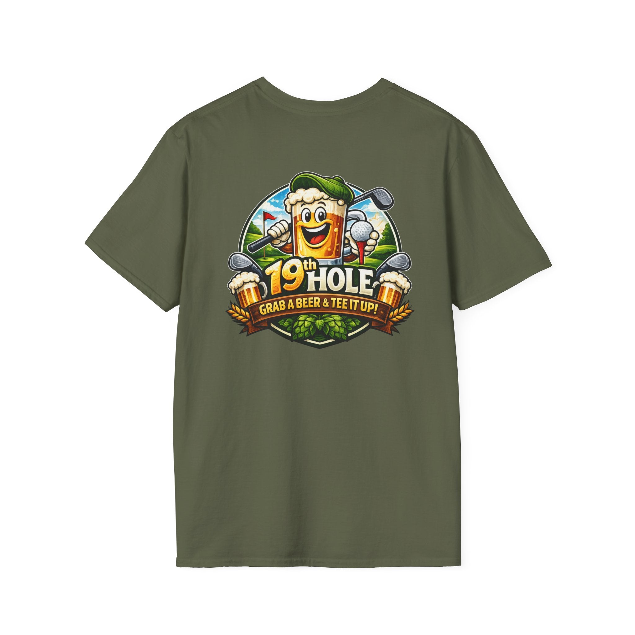 19th Hole Golf T-Shirt — "Grab a Beer & Tee It Up" Vintage Golfing Tee