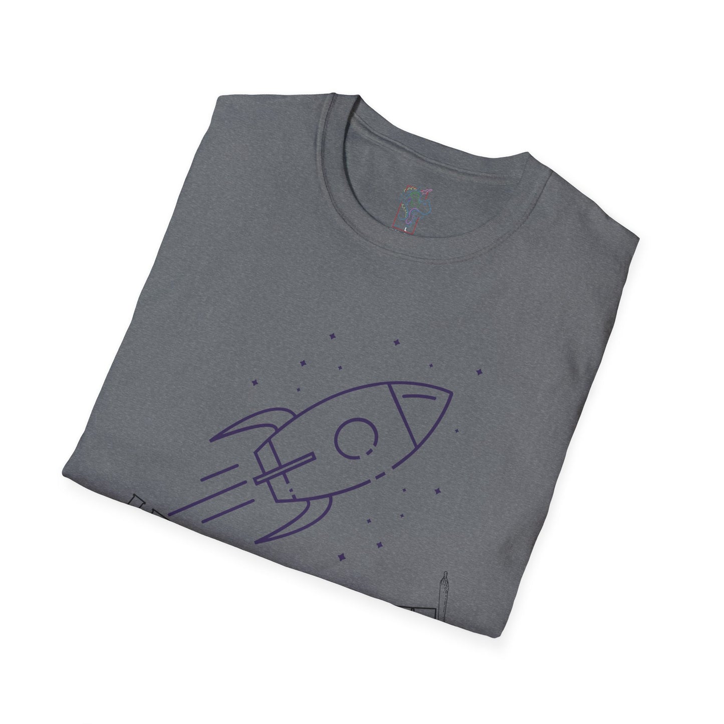 Unisex Softstyle T-Shirt with Rocket Design - Perfect for Space Lovers, Parties, Birthdays, Everyday Wear, or Gifts