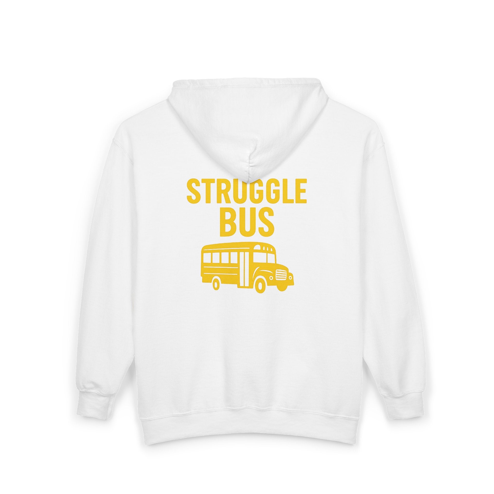 Struggle Bus Zip Hoodie — Funny Retro School Bus Graphic Sweatshirt
