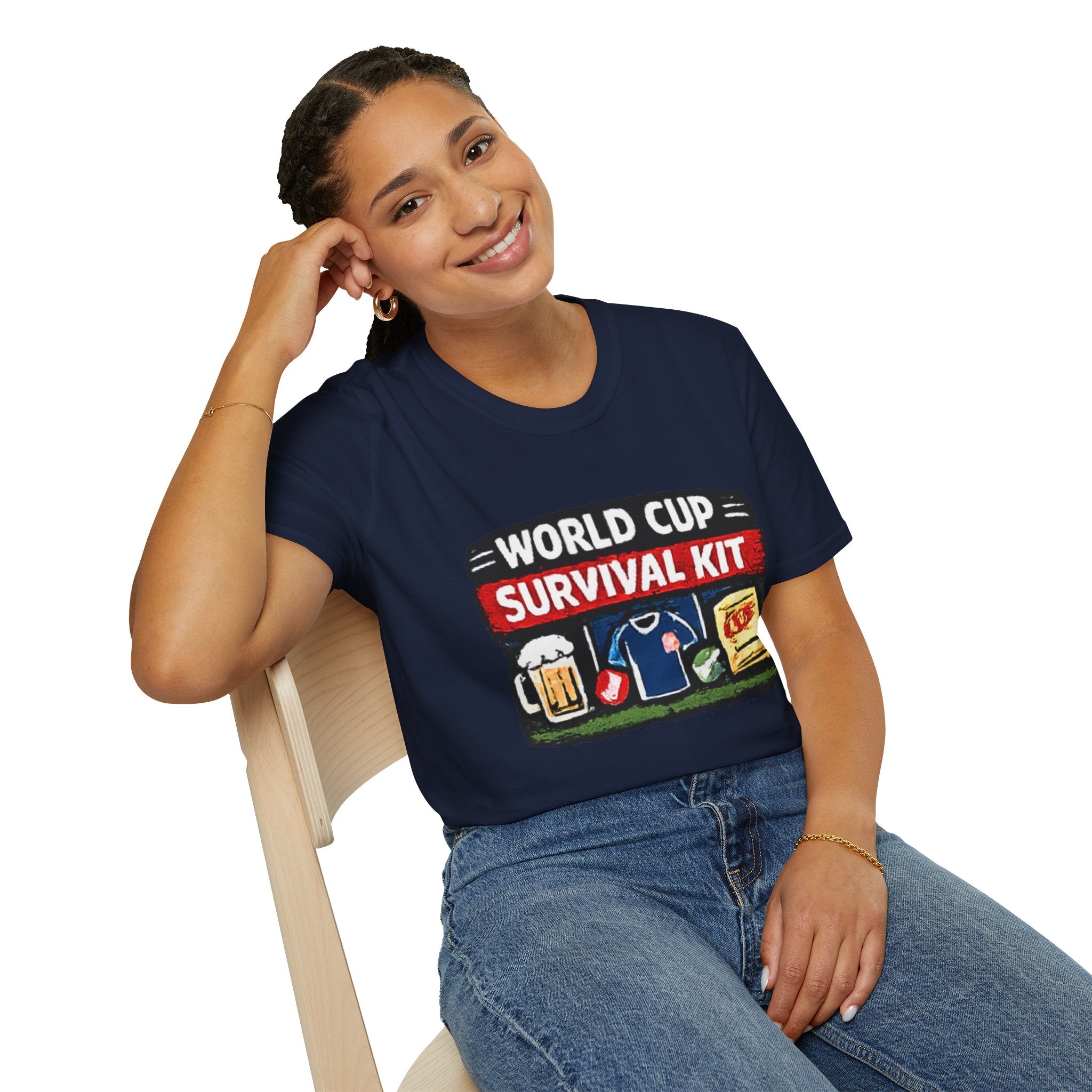 World Cup Survival Kit T-Shirt — Soccer Fan Tee with Beer & Snacks Graphic
