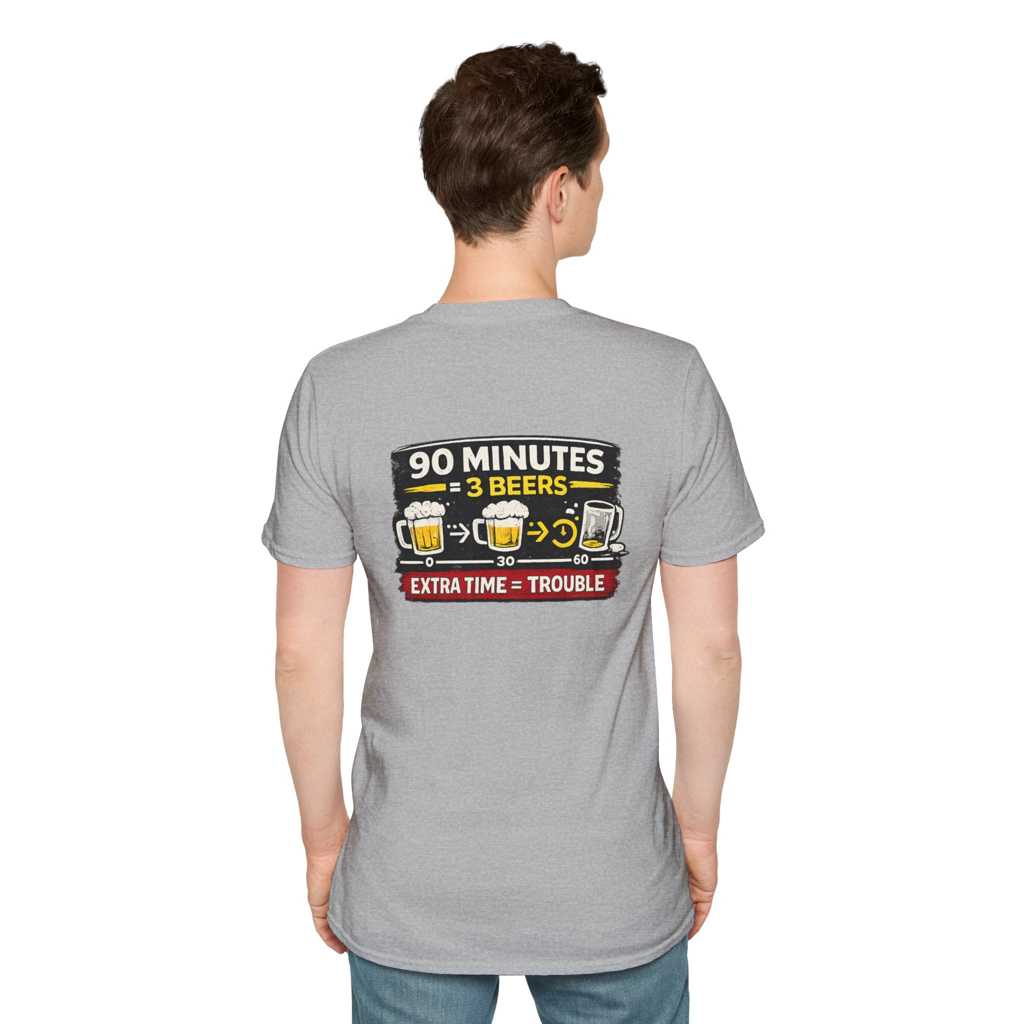 Soccer Fan T-Shirt — "90 Minutes = 3 Beers" Funny Football Game Tee