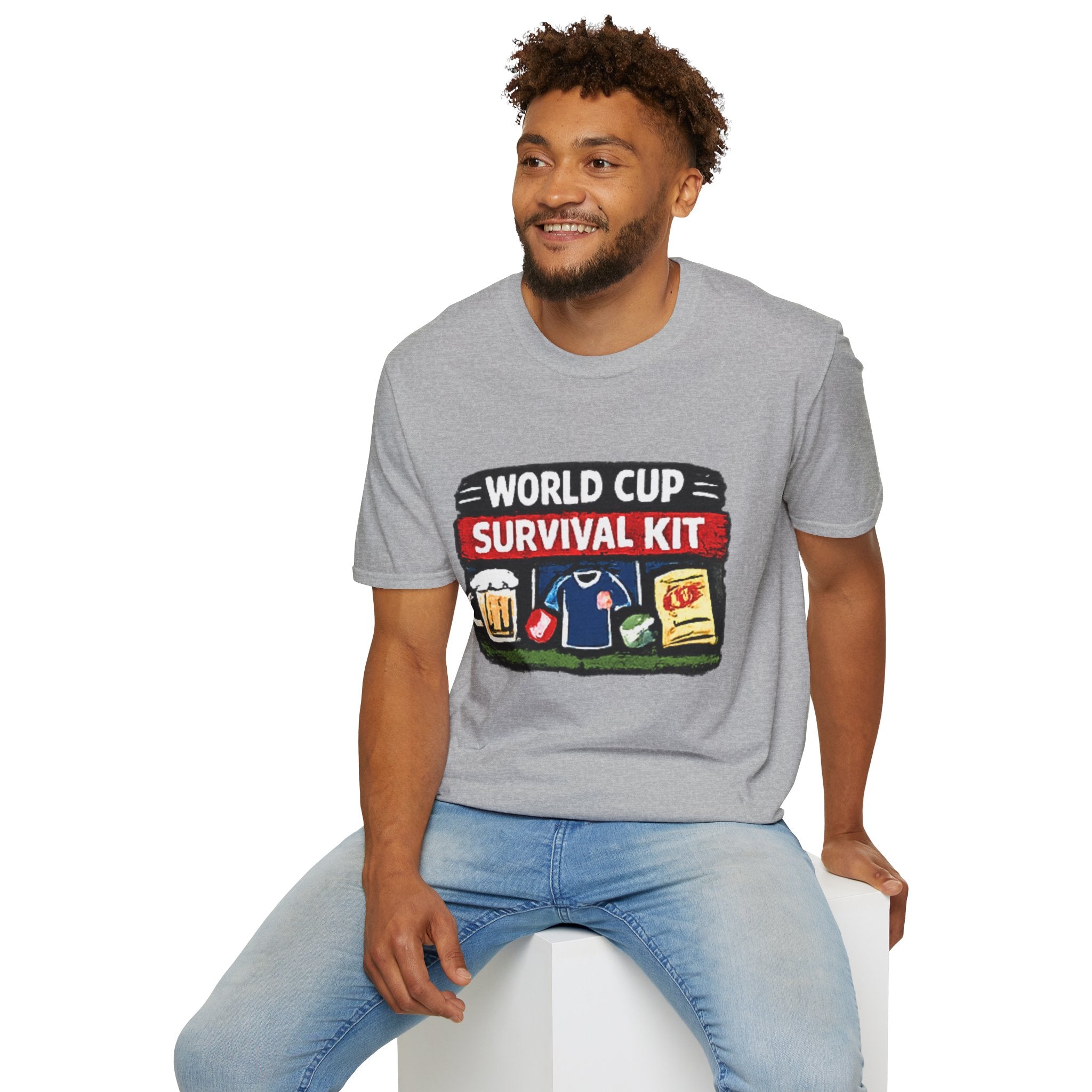 World Cup Survival Kit T-Shirt — Soccer Fan Tee with Beer & Snacks Graphic
