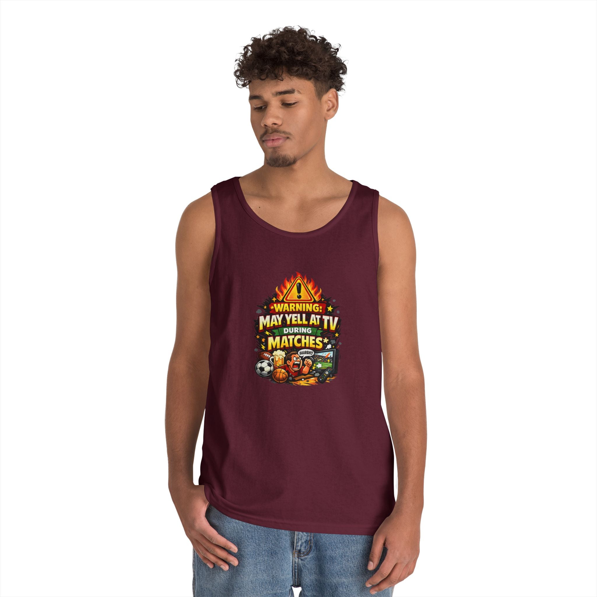 Warning May Yell At TV During Matches Funny Tank Top