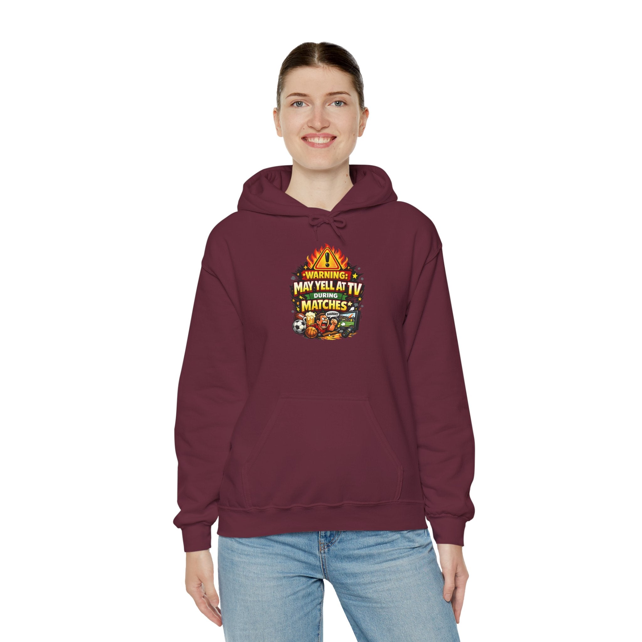 Warning May Yell At TV During Matches Funny Hoodie