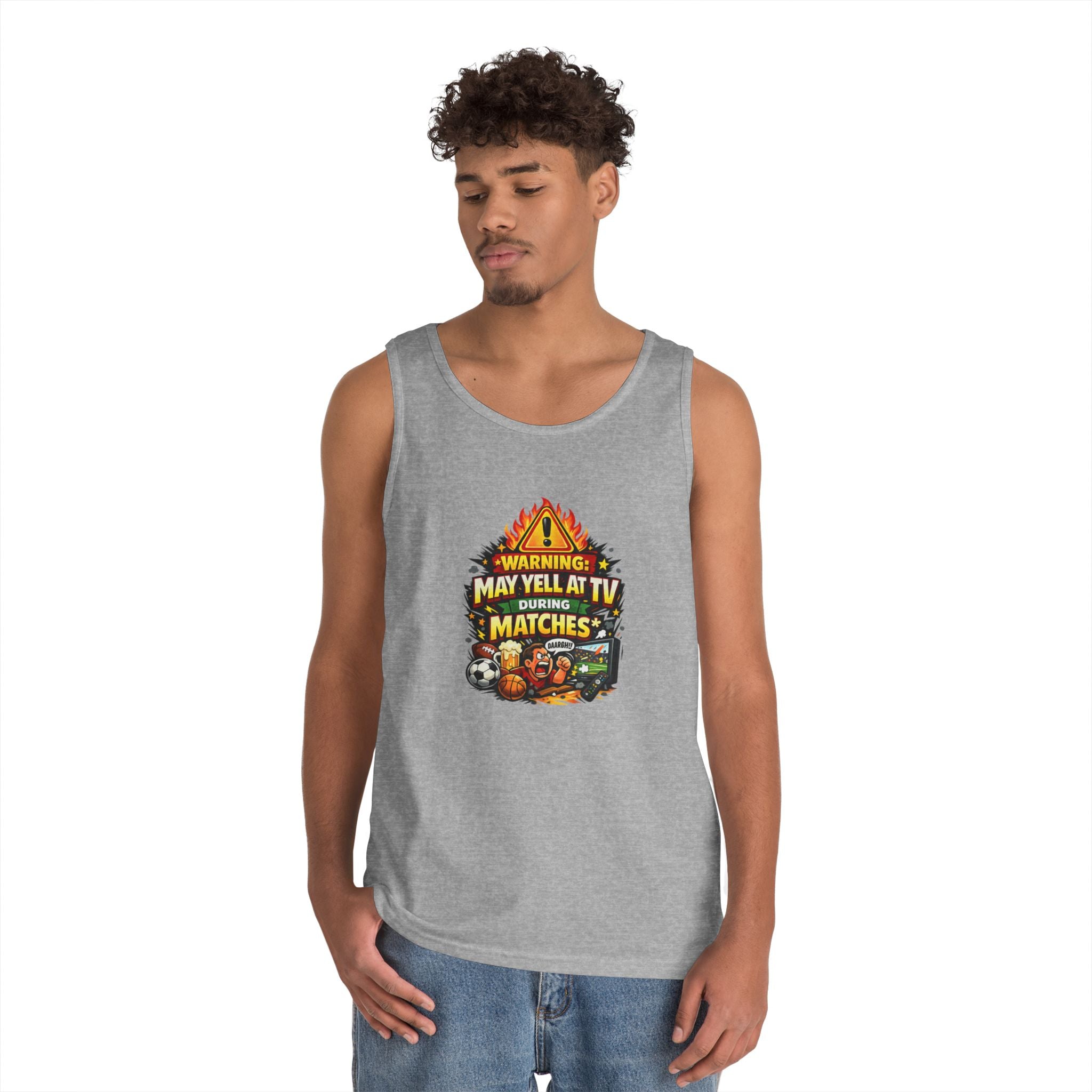 Warning May Yell At TV During Matches Funny Tank Top