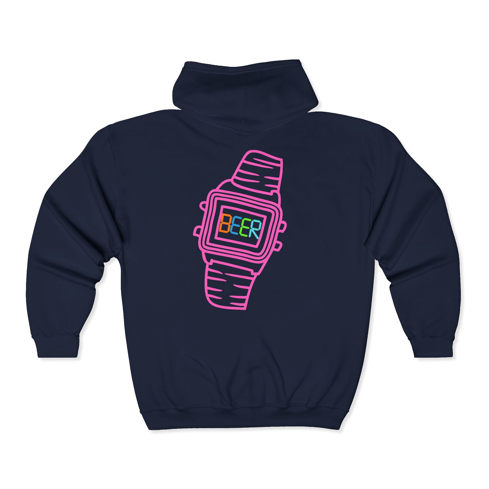 Funny Beer Watch Graphic Zip-Up Hoodie — Party Beer Design